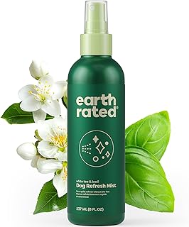 Earth Rated Deodorierendes Spray für Hunde, pflegendes und geruchshemmendes Hunde- und Welpenparfüm, für alle Felltypen, erfrischender Duft von weißem Tee und Basilikum, 237 ml product image