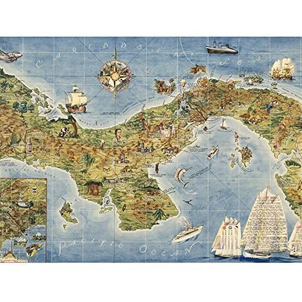 Artery8 Map Herman 1941 Panama Canal Pictorial Unframed Wall Art Print Poster Home Decor Premium