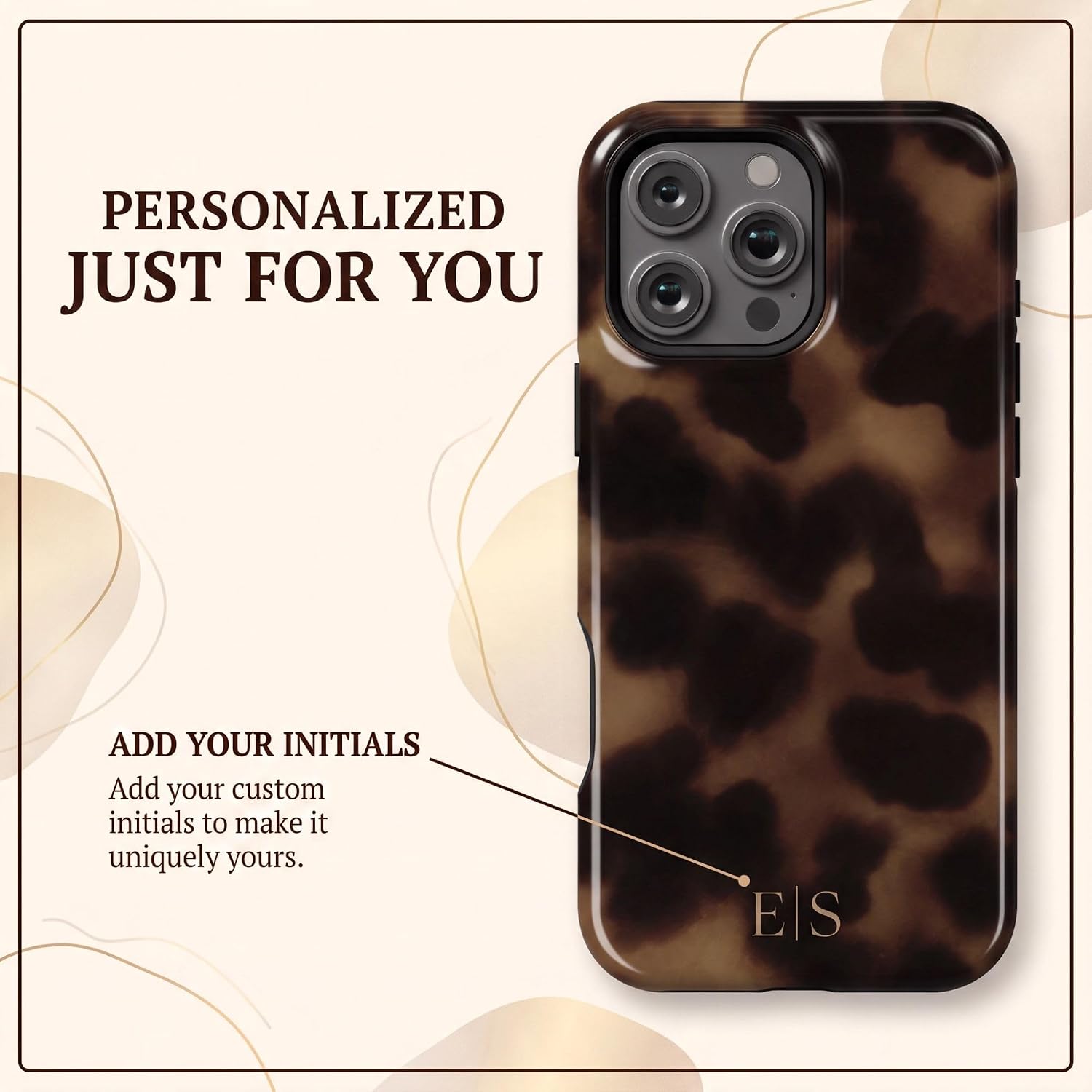 Personalized Amber Tortoise Phone Case, Custom Initials Tortoiseshell image 2
