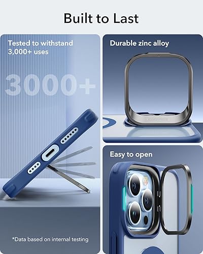 Vista 109 de ESR - Funda para iPhone 15 compatible con MagSafe, funda protectora de grado militar con soporte integrado, cubierta trasera resistente a