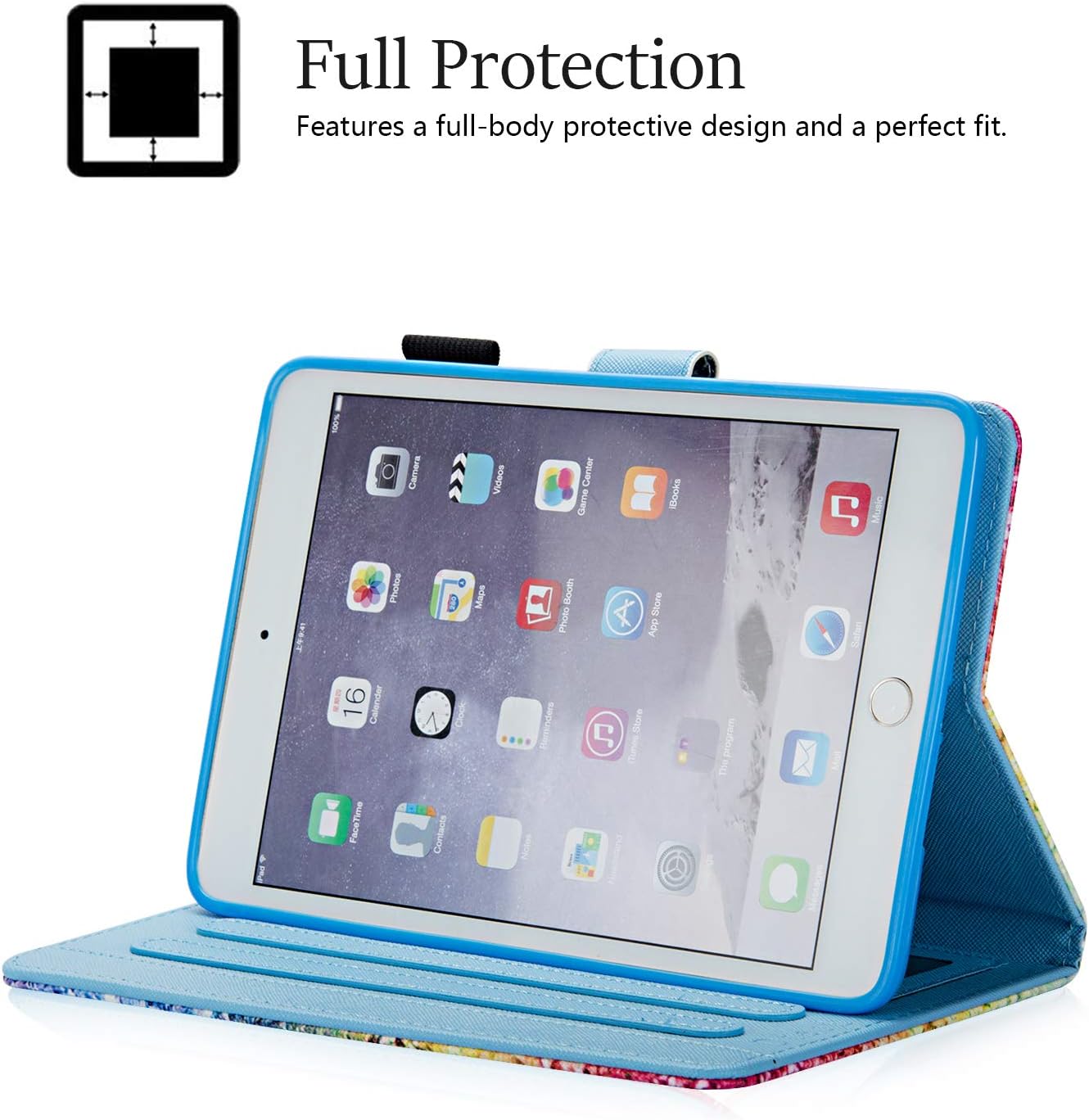 iPad Mini Case, Mini 2 3 4 5 Case, Dteck Slim Multi-Angle View Stand PU Leather Magnetic Case with Auto Wake/Sleep Smart Cover for Apple iPad Mini 1/2/3/4/5, Colorful Sand