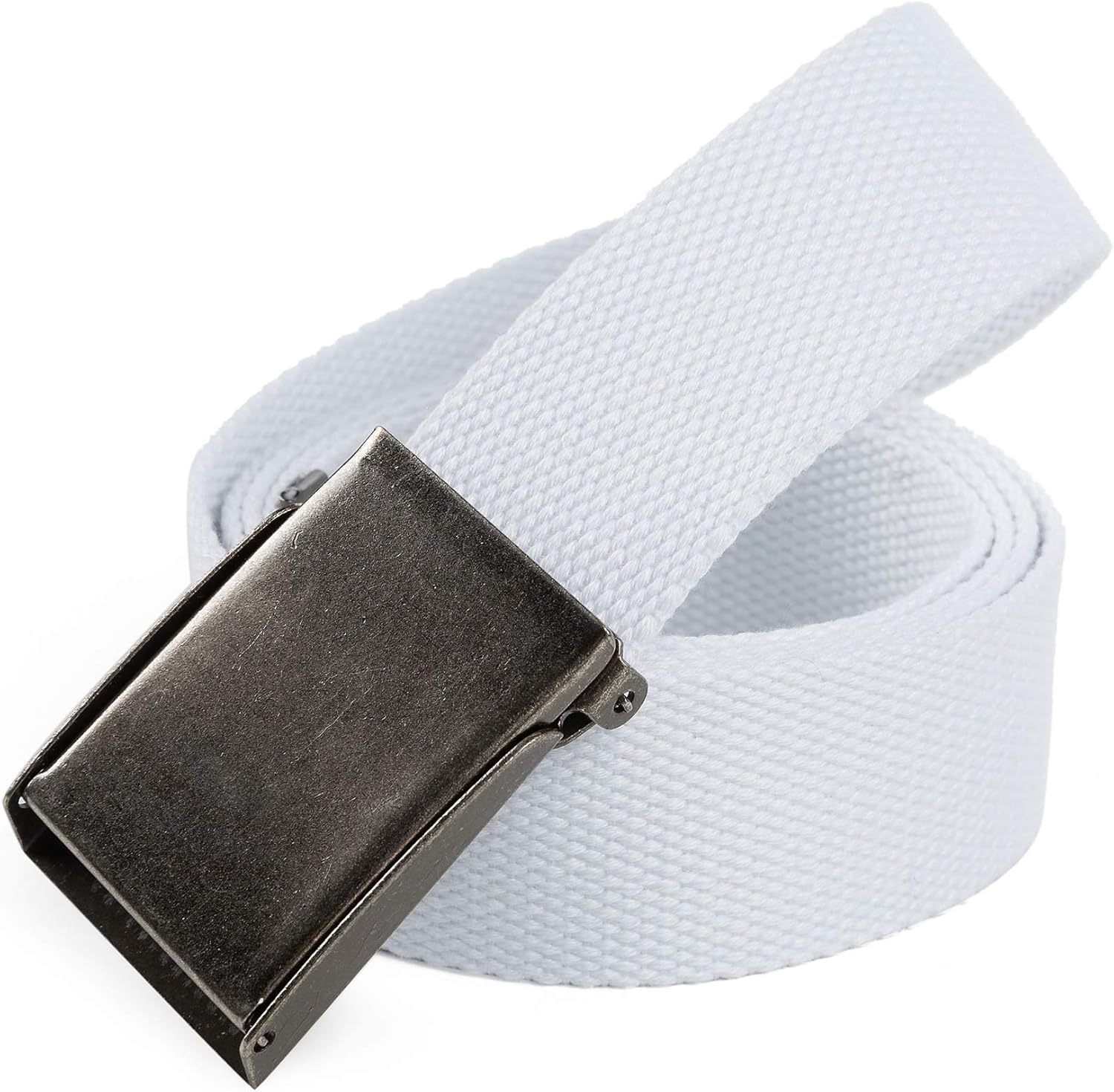 Mile High Life Canvas Web Belt | Cut to Fit Up to 52" | Flip-Top Matte Silver Nickel Buckle 12 Colors - Image 2
