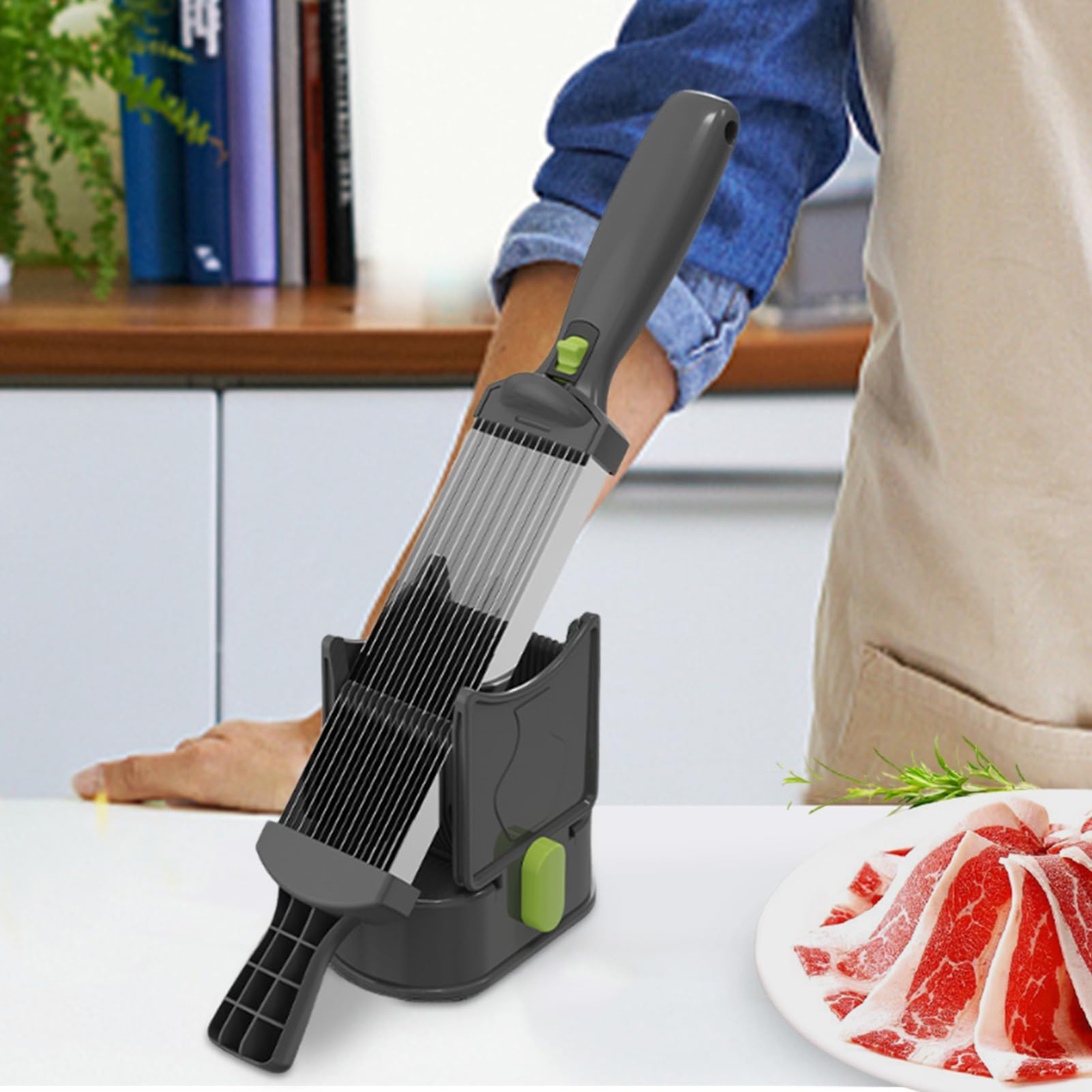 Slicer di carne manuale - taglio di carne manuale regolabile a spessore 2-4 mm, robot da cucina, mannaia in acciaio inossidabile per il taglio, il triturazione, i tassati, il macinatura