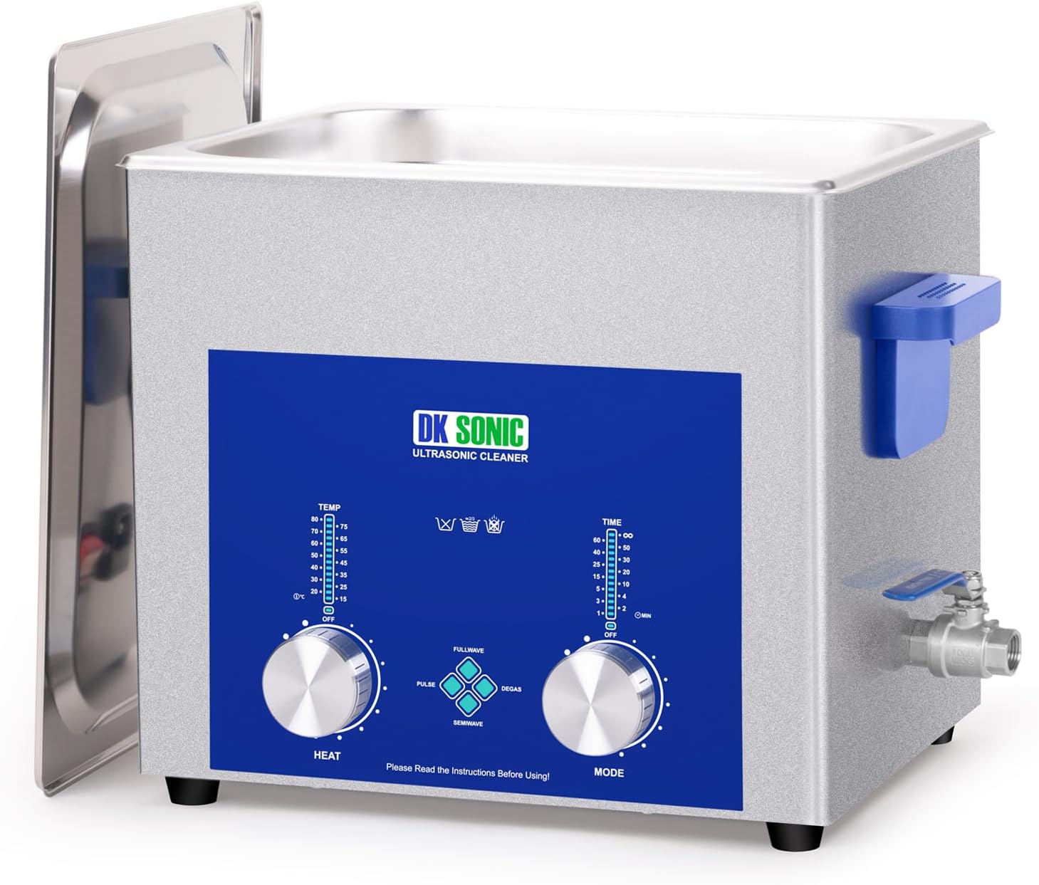 DK SONIC Industrial Ultrasonic Cleaner 10L,240W Commercial Sonic Cleaner with Encoded Timer,Heater&Basket, Multiple Functions for Carburetors, Motorcycle Engines, Chains