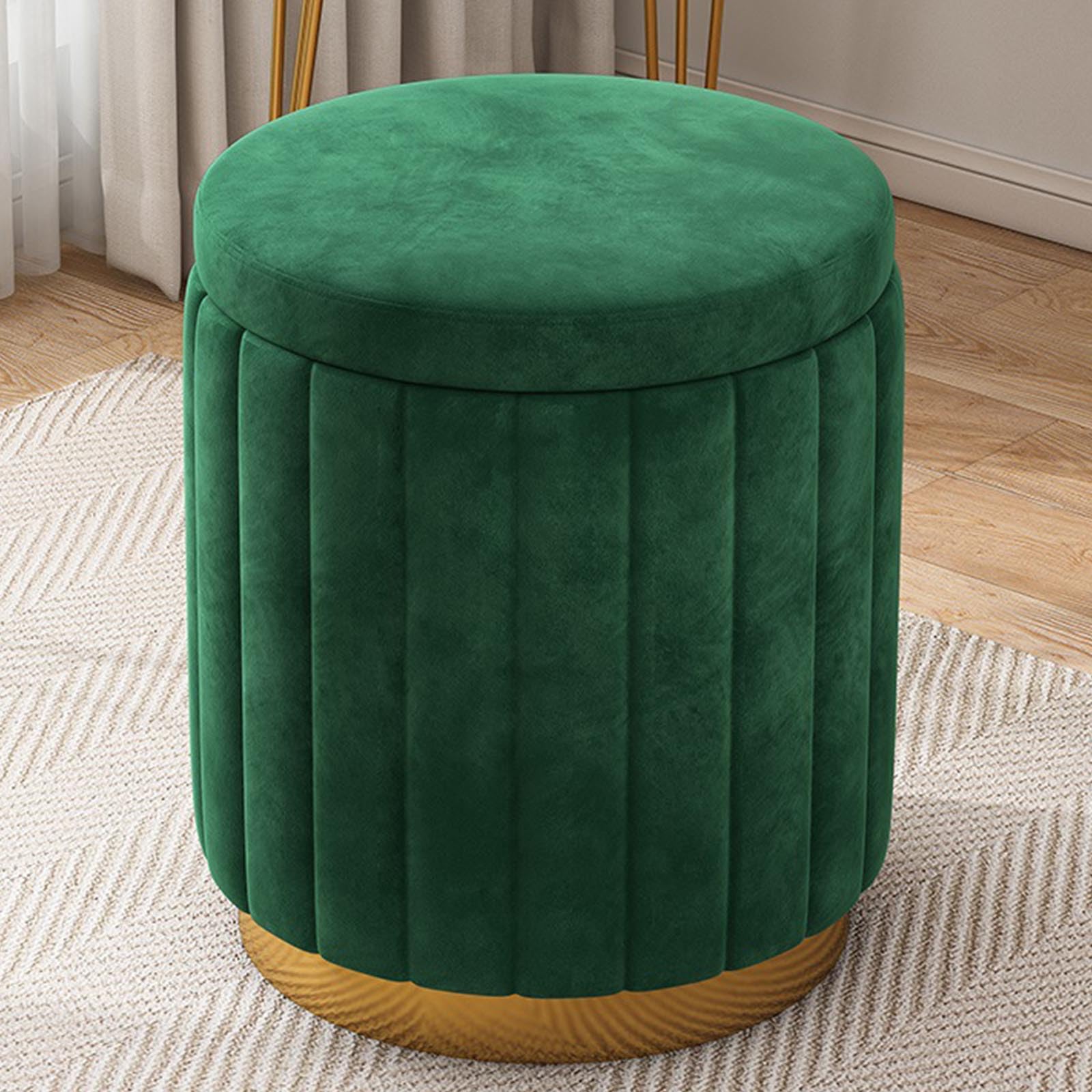 Pouf portaoggetti Rotondo in Velluto con Coperchio Rimovibile, Sgabello a Fungo per Soggiorno, Camera da Letto e Sala Trucco, poggiapiedi Versatile e Sedia da Trucco