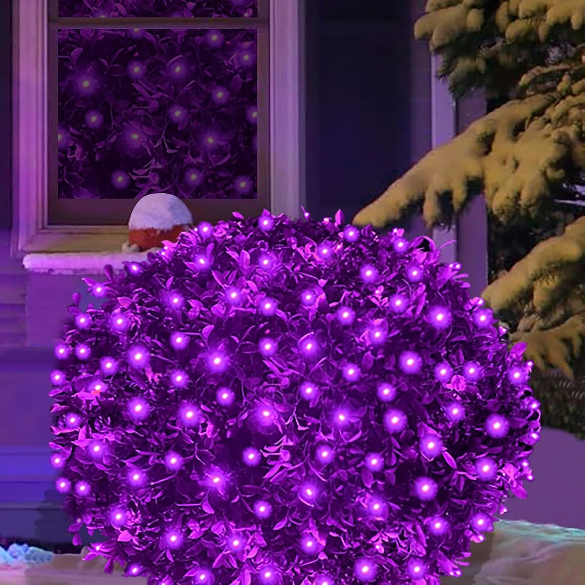 HISHINY Halloween Lights Outdoor 144LED 6ftx6ft Purple Net Lights with
