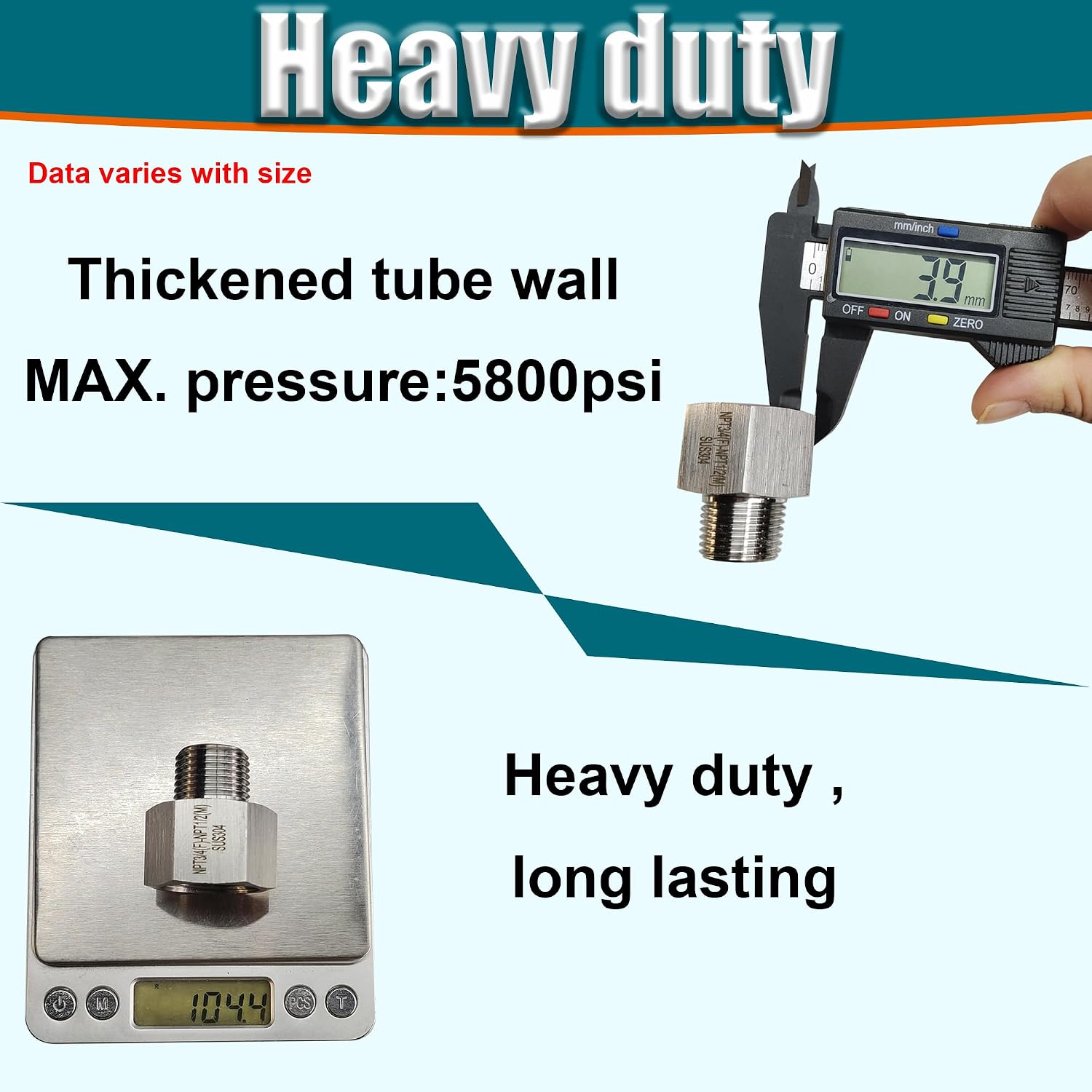 3/8 Inch Male to 1/2 Inch Female Reducer Adapter, 304 Stainless Steel Reducer Pipe Extension Connector, 1/2" NPT Female X 3/8" NPT Male Reducing Pipe Fittings Adapter (1/2 female X 3/8 male)