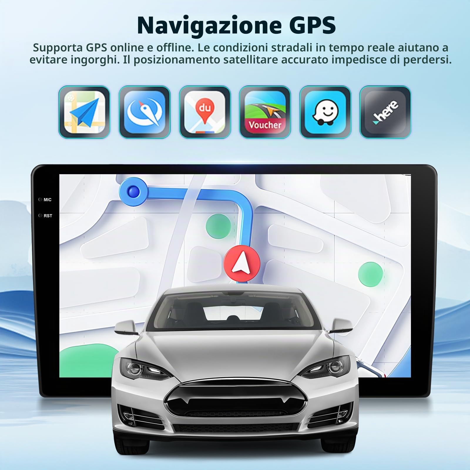 2 Din 4G+64G Autoradio 10'' 1280P Stereo Radio con Sistema Android 15, A-pple Carplay Android Auto GPS Bluetooth 5.0 WiFi FM/RDS 2USB supporto DAB+ OBD2