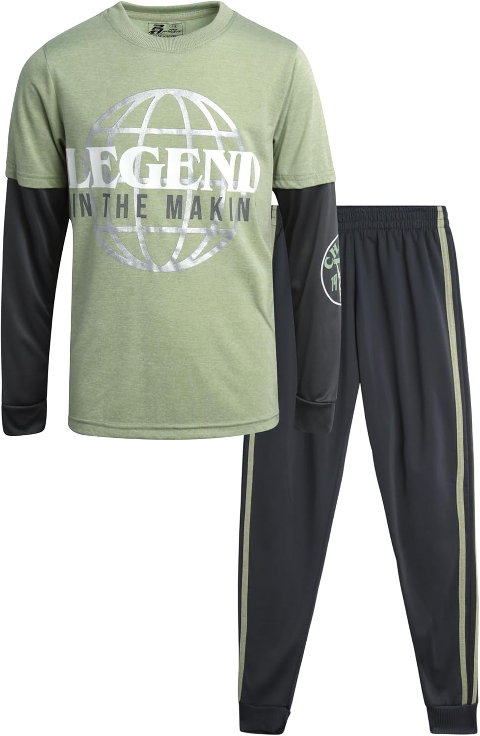 Pro Athlete Boys Pant Set - 2 Piece Tracksuit with Short Sleeve Graphic Tee and Tricot Jogger Sweatpants for Boys (8-16)