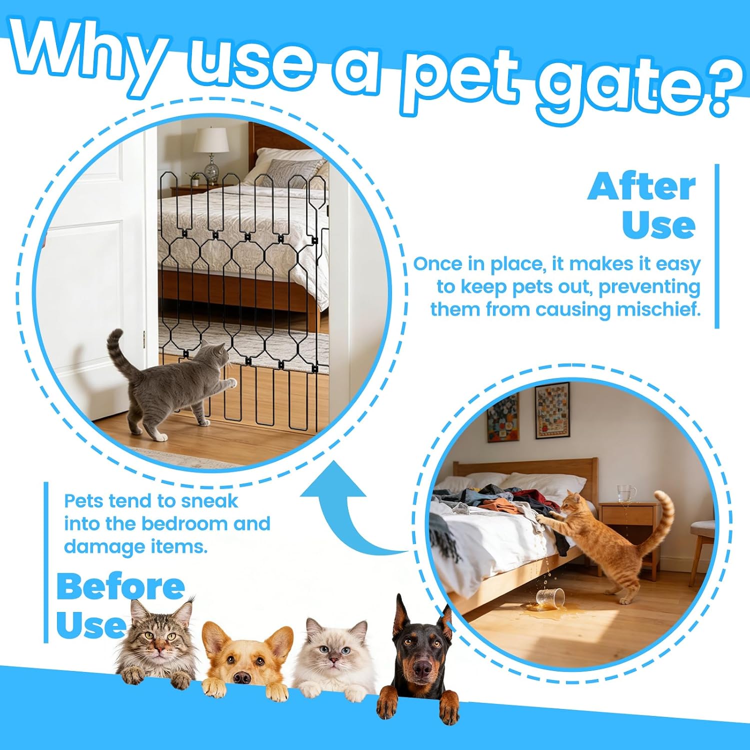 Retractable Dog Gate for Front Door, Bite-Proof Metal Pet Dog Barrier, Foldable Space-Saving Wall-Mounted for Small and Medium-Sized Dogs, Easy Install Dog Gate, Indoor/Outdoor (W: 35.5in H: 31in)
