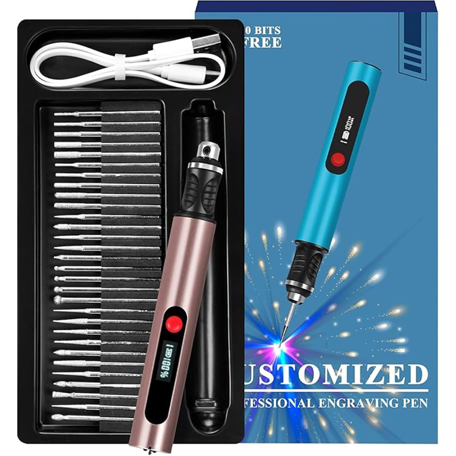 3-Speed Cordless Mini Drill Pen, Rechargeable DIY Electric Hand Drill with Small Drill Bits, Micro Drill Set for Jewelry Making Resin Keychains(Silver)