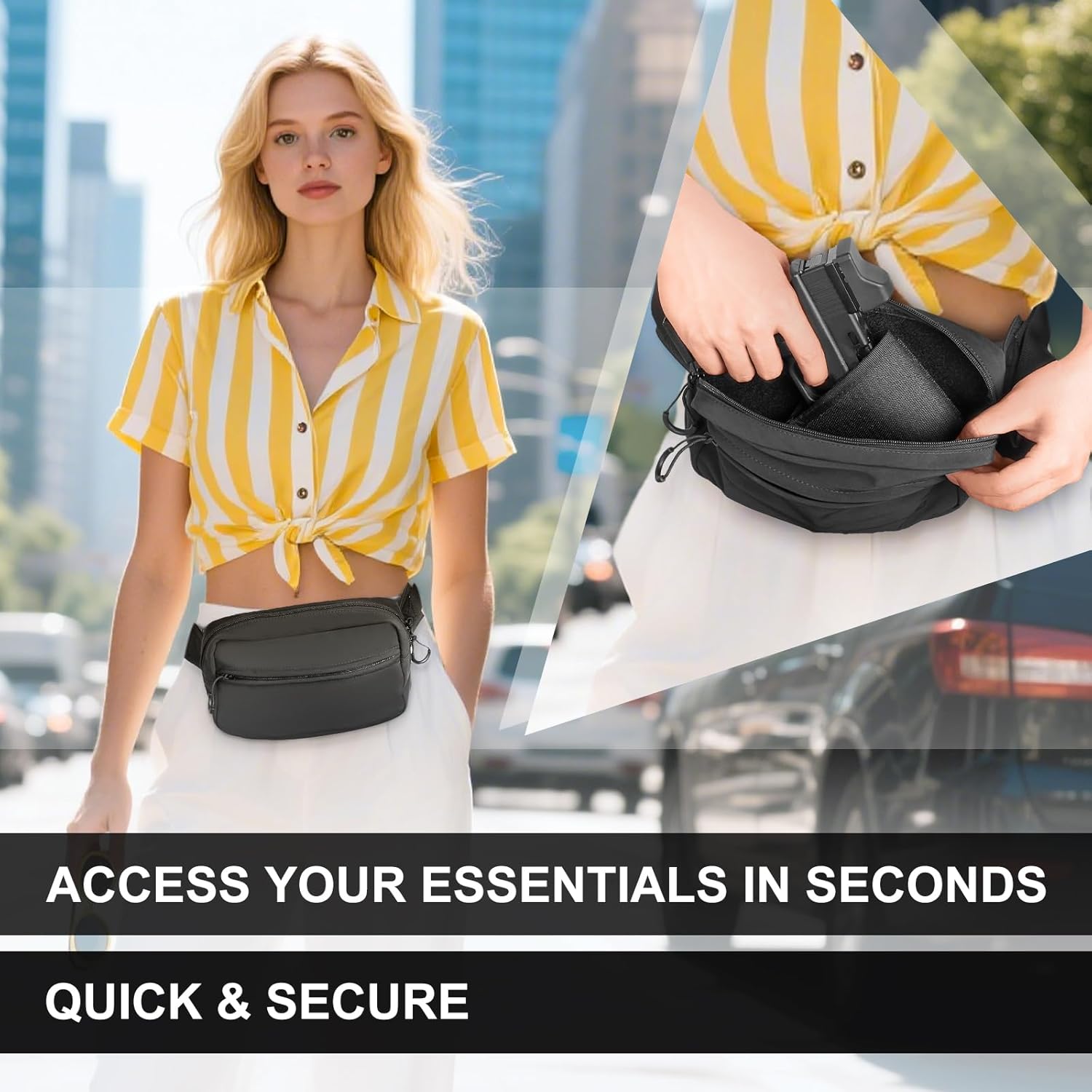 FUNANASUN Everyday Fanny Pack For Men & Women Concealed Carry Bag For Men Crossbody Bag With Adjustable Waist Belt, Travel, Work, Outdoor, Edc Gear, Hiking - Image 3