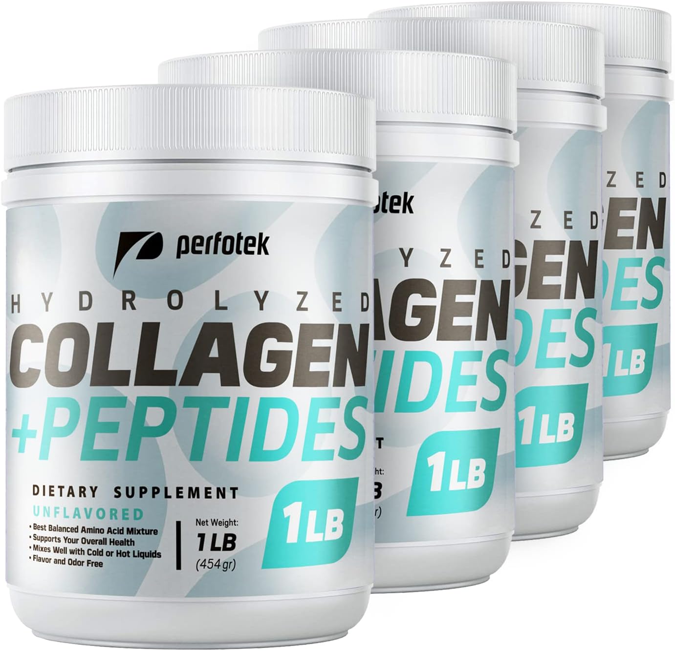 4 Pack Hydrolyzed Collagen Powder 1Pound Pasture Raised Cattle Non-GMO Grass-Fed Gluten-Free Certified Unflavored and Easy to Mix - Premium Beef Collagen Powder 16 onces