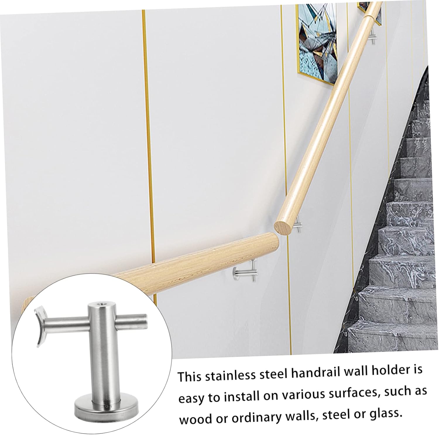 Straight Handrail Bracket Kit Wall Mount Handrail Support Railing Brackets for Stairs