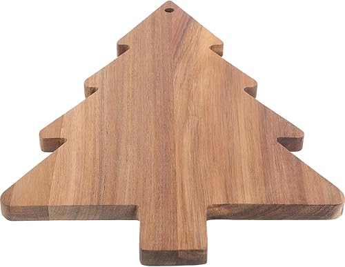 Miniatura 6 de Luxshiny Tabla de charcutería de árbol de Navidad, bandeja de madera de 15 pulgadas para aperitivos, queso y aperitivos navideños, tabla de cortar