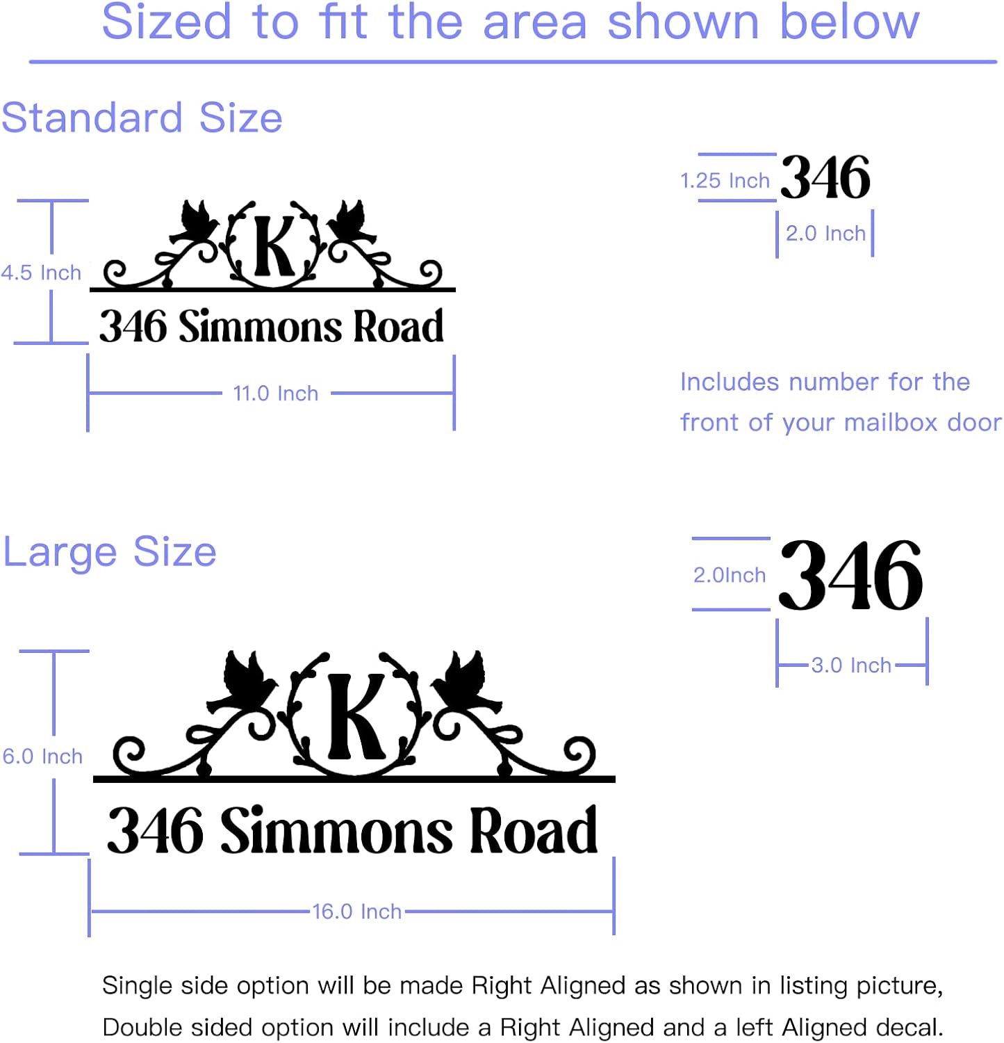 Mailbox Numbers Street Address Reflective Vinyl Decal, Personalized House Numbers for Mailbox, Custom Apartment Office Stickers - CMN06
