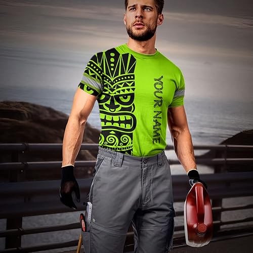 Miniatura 4 de Matedecor Camisa de alta visibilidad con calavera para hombre, camisetas de seguridad reflectantes con bandera de EE. UU., ropa de trabajo,