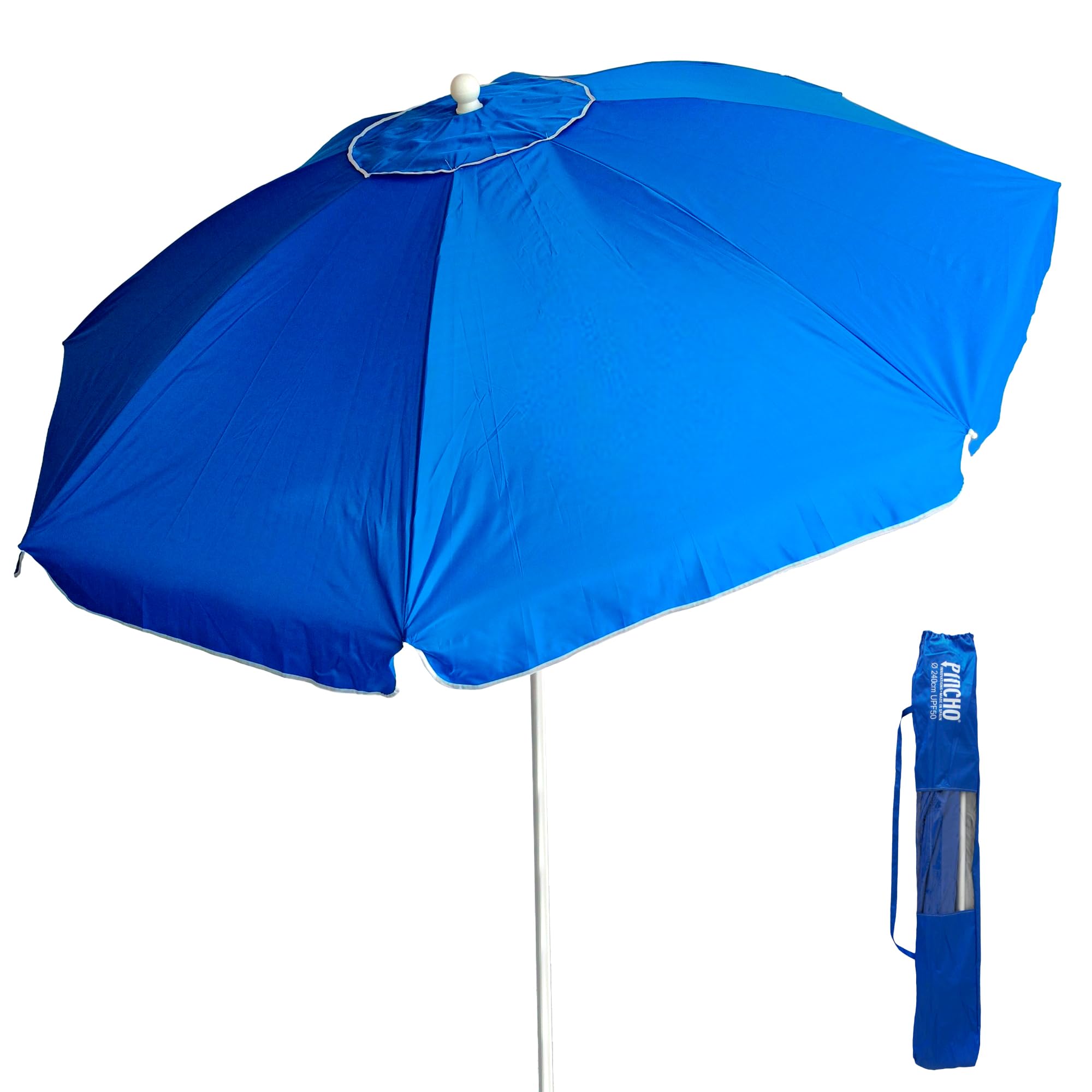 Pincho Sombrilla 240 cm tela de poliéster con Protección solar UPF50+ (bloquea 99% de rayos UV),Sombrilla de playa/jardín de aluminio de 2,4 m de diámetro.