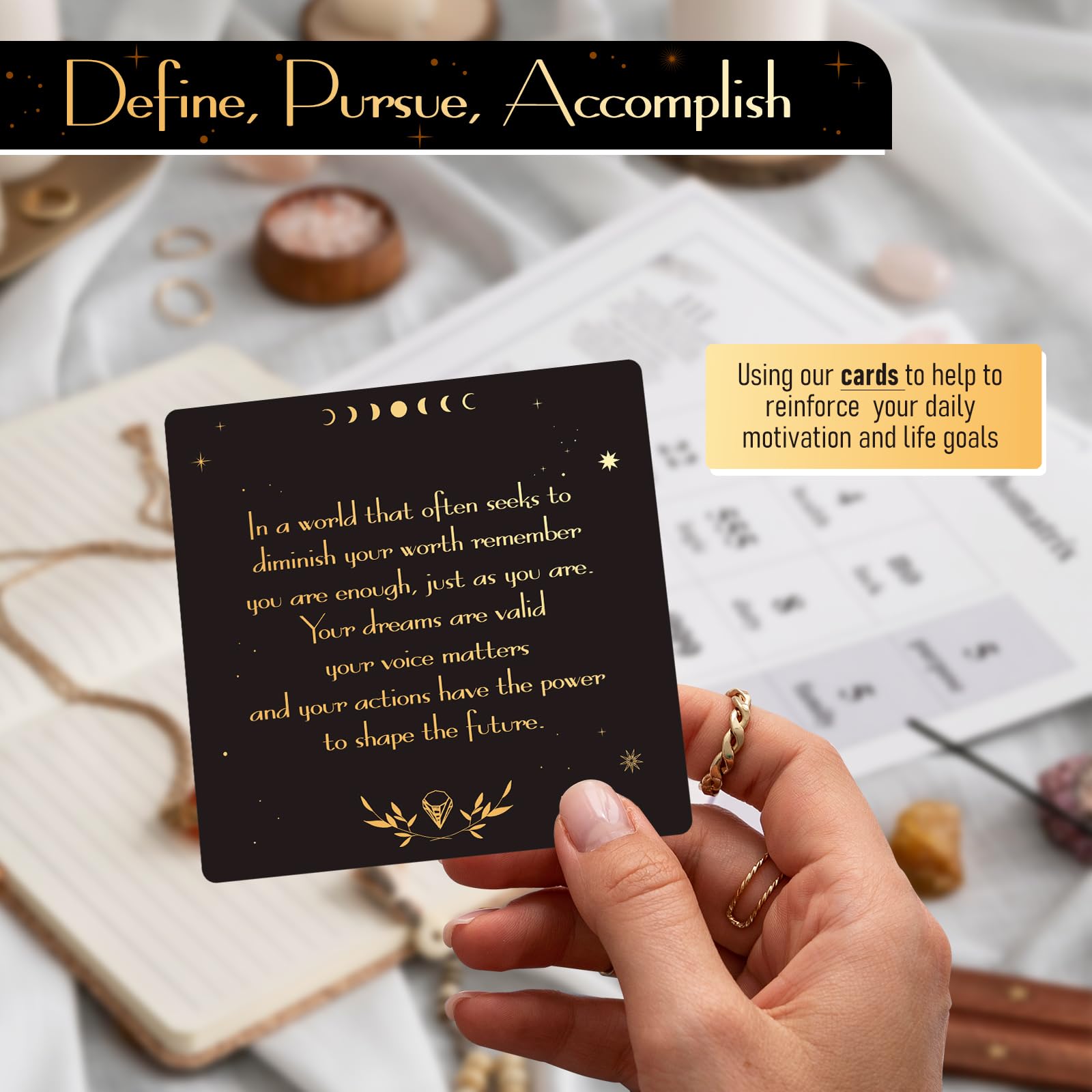 Hihealer Tarjetas de afirmación, tarjetas inspiradoras, tarjetas de meditación para mujeres,