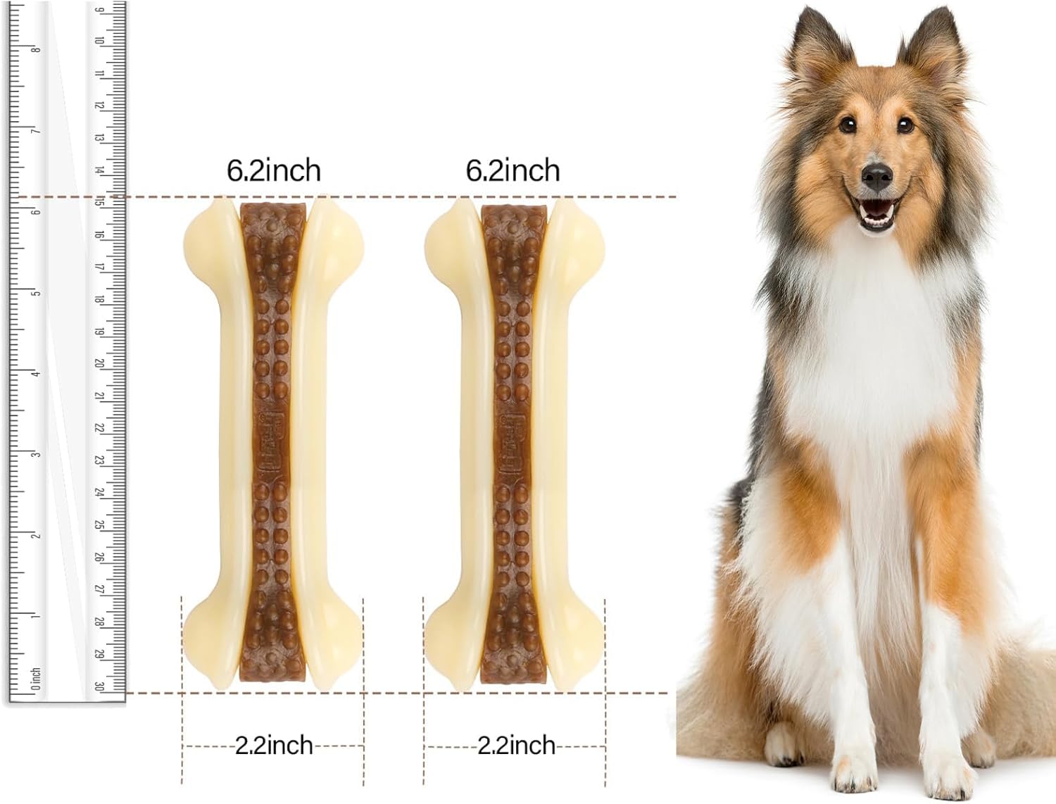 Dog Chew Toys for Aggressive Chewers, 4 Pack Beef Flavor Tough Dog Bones for Large/Medium Breed Dogs, Nylon Pet Teething Toys
