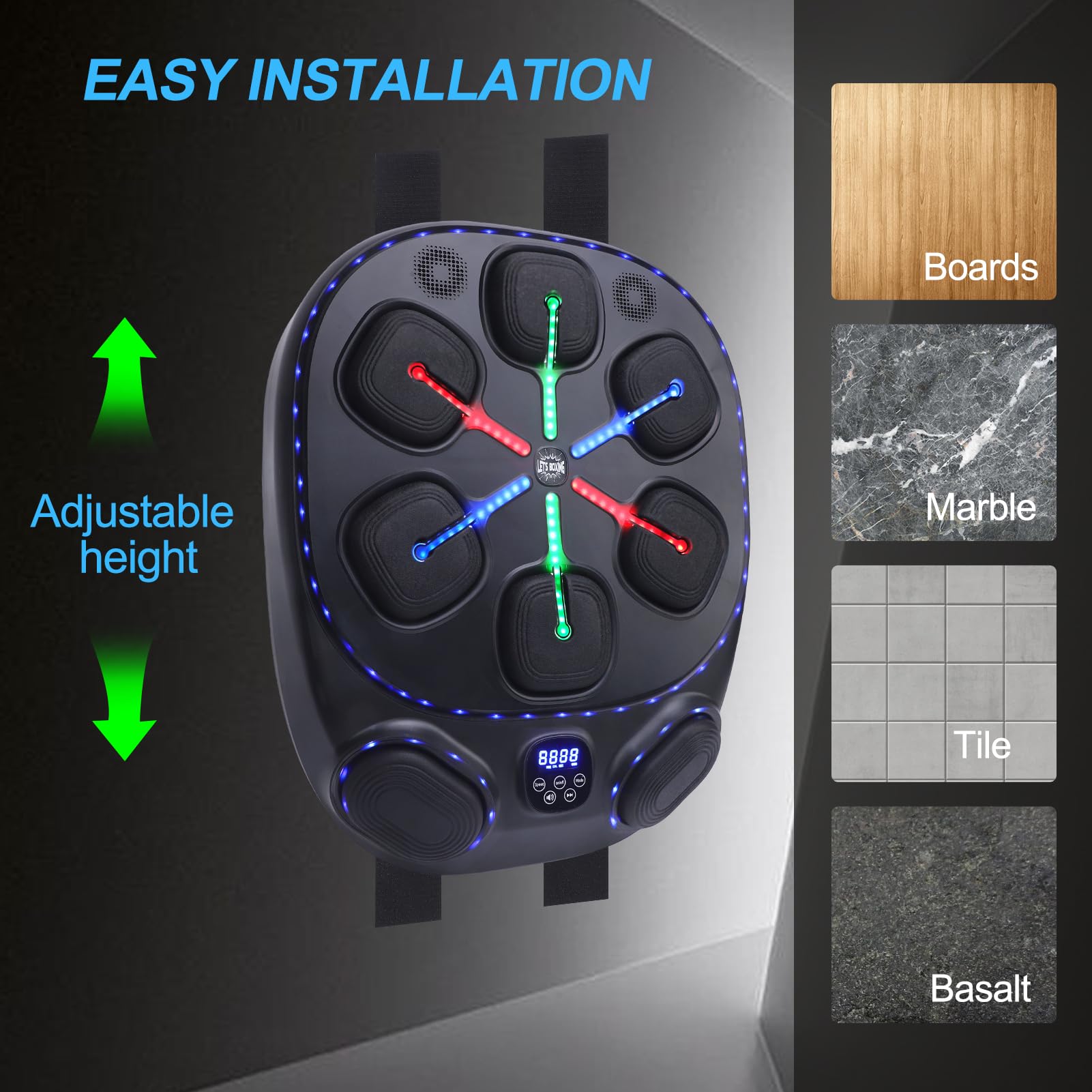 Macchina per la Boxe con Musica Intelligente migliorata Macchina per la Boxe a Muro Bluetooth Regolabile per Bambini e Adulti con Staffa di Montaggio a Muro per l'allenamento del Bersaglio