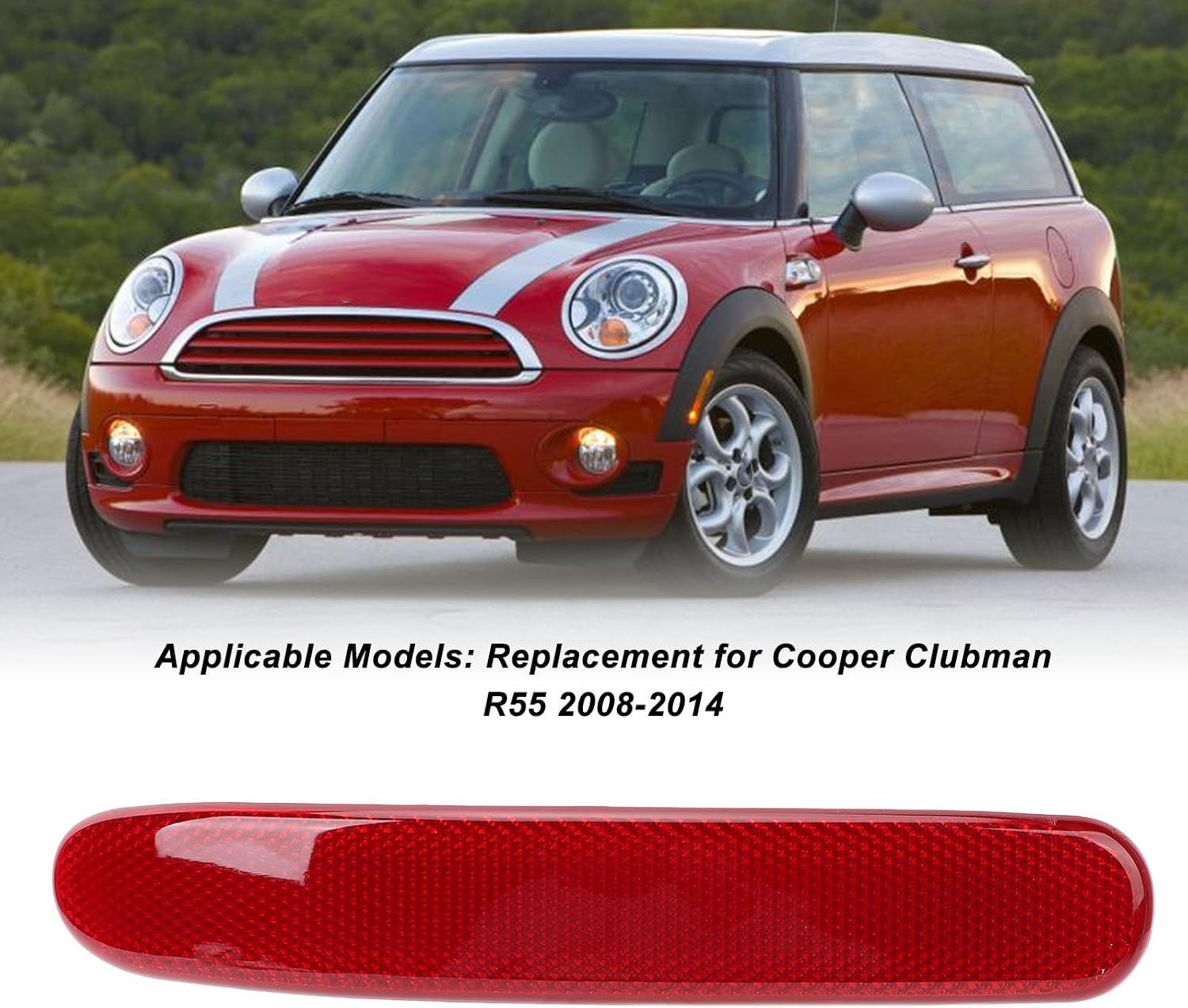 AMAKO Rear Bumper Reflector Light: Compatible with Mini Cooper Clubman R55 2008 to 2014 - Red Rear Bumper Reflector (Left)