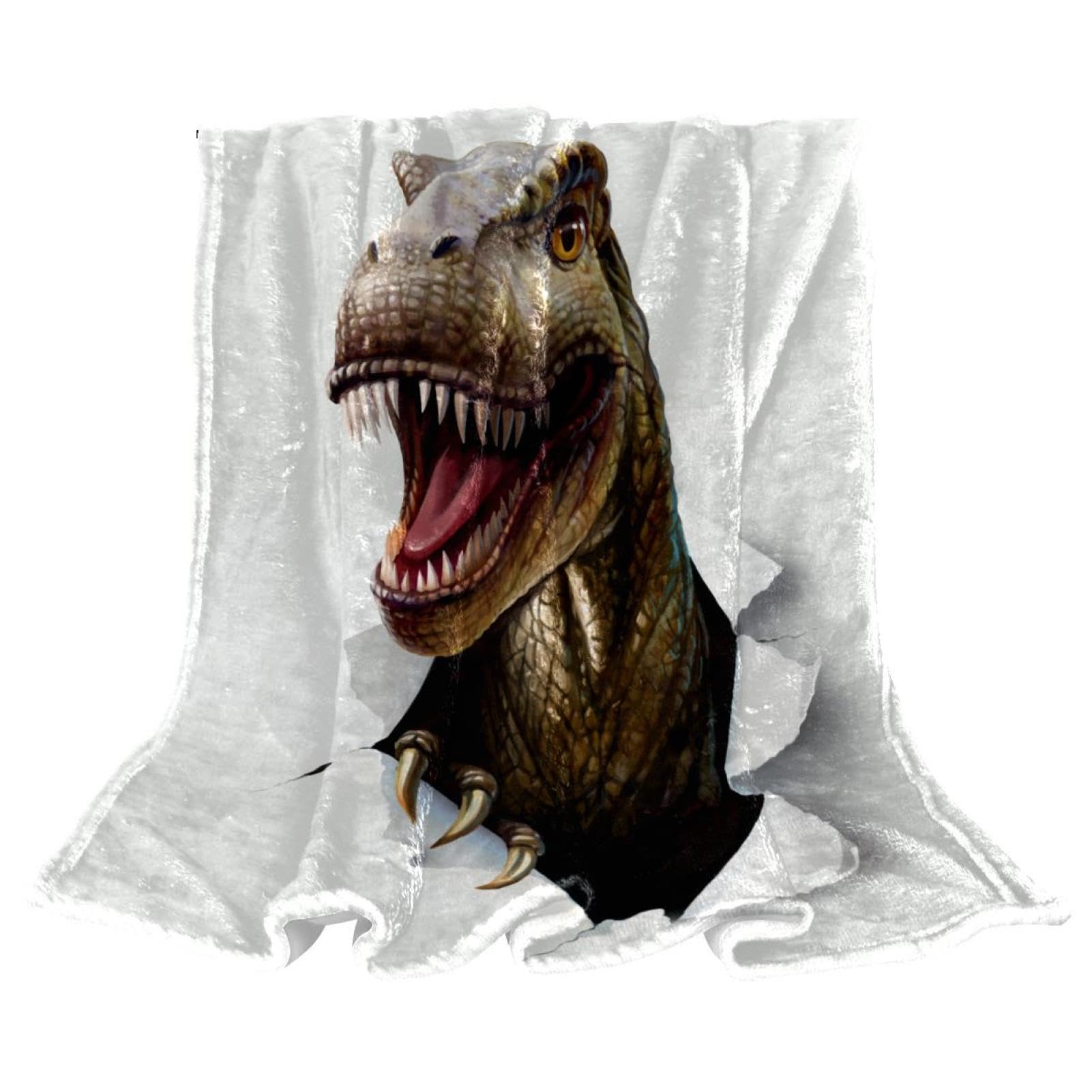 Couverture polaire dinosaure en flanelle douce pour lit de chambre douillette