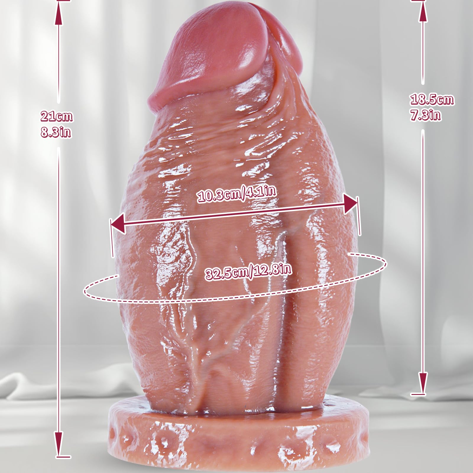 Pene realista extragrueso de 10,3 cm de diámetro,21cm de largo,de silicona,con base de ventosa extragrande,permite una expansión anal más profunda, tamaño XXL extra ancho,ideal para usuarios avanzados