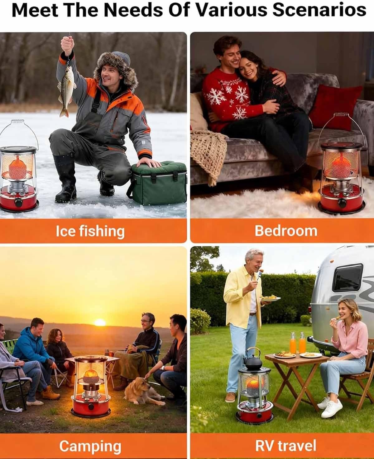 Kerosene Heaters for Indoor Use, Non Electric Heaters, 2026 Upgrade 9000 Btu Kerosene - Lasts 18 H, Portable Convection Space Heater with Cooking Func for Emergency Home Use, Power Outage