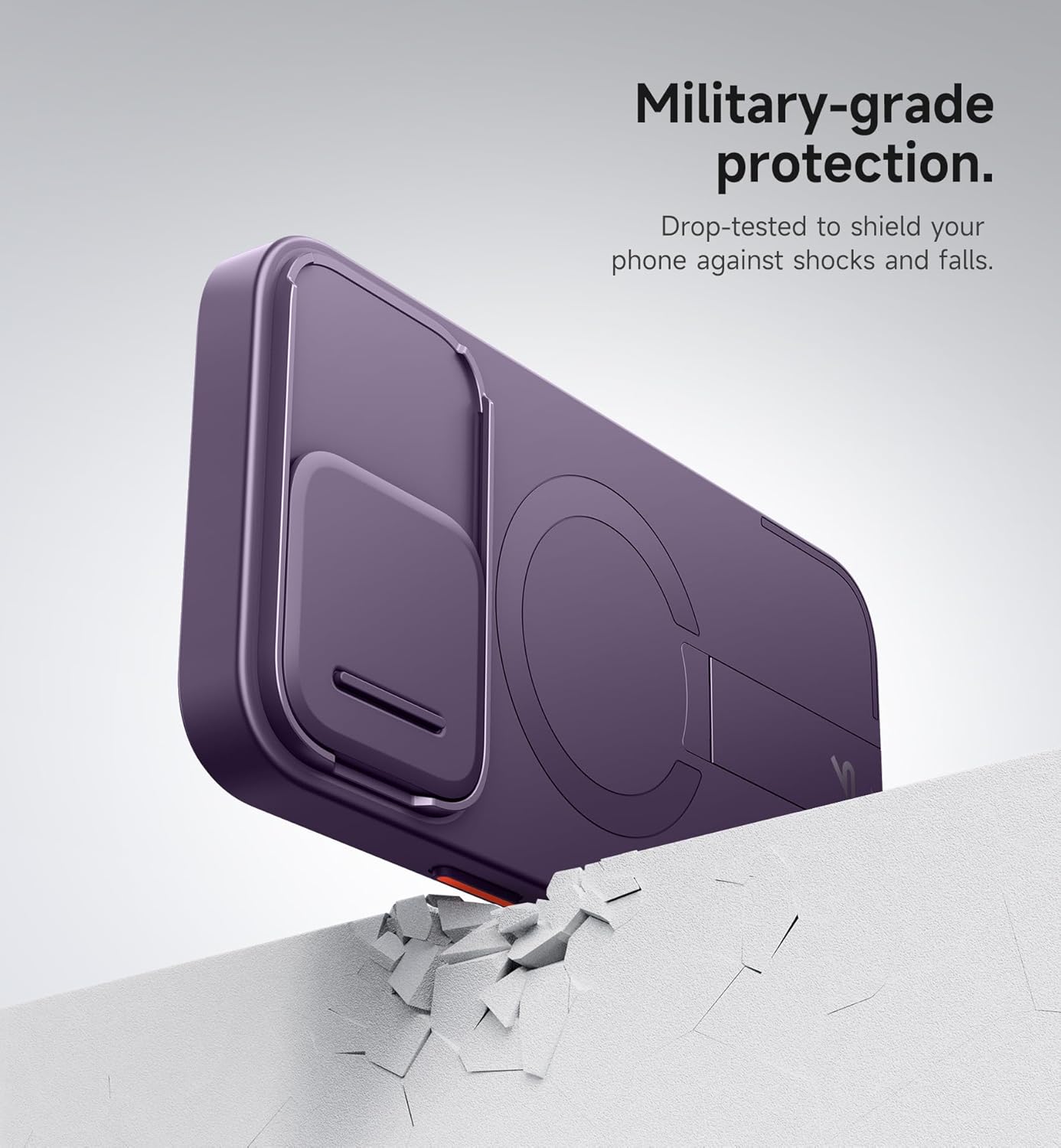 SURITCH for iPhone 15 Pro Max Case with Magnetic Camera Slide Cover and Adjustable Kickstand, Compatible with MagSafe, Shockproof Bumper Case Slim Protective Cover 6.7 Inch, Dark Purple - Image 7