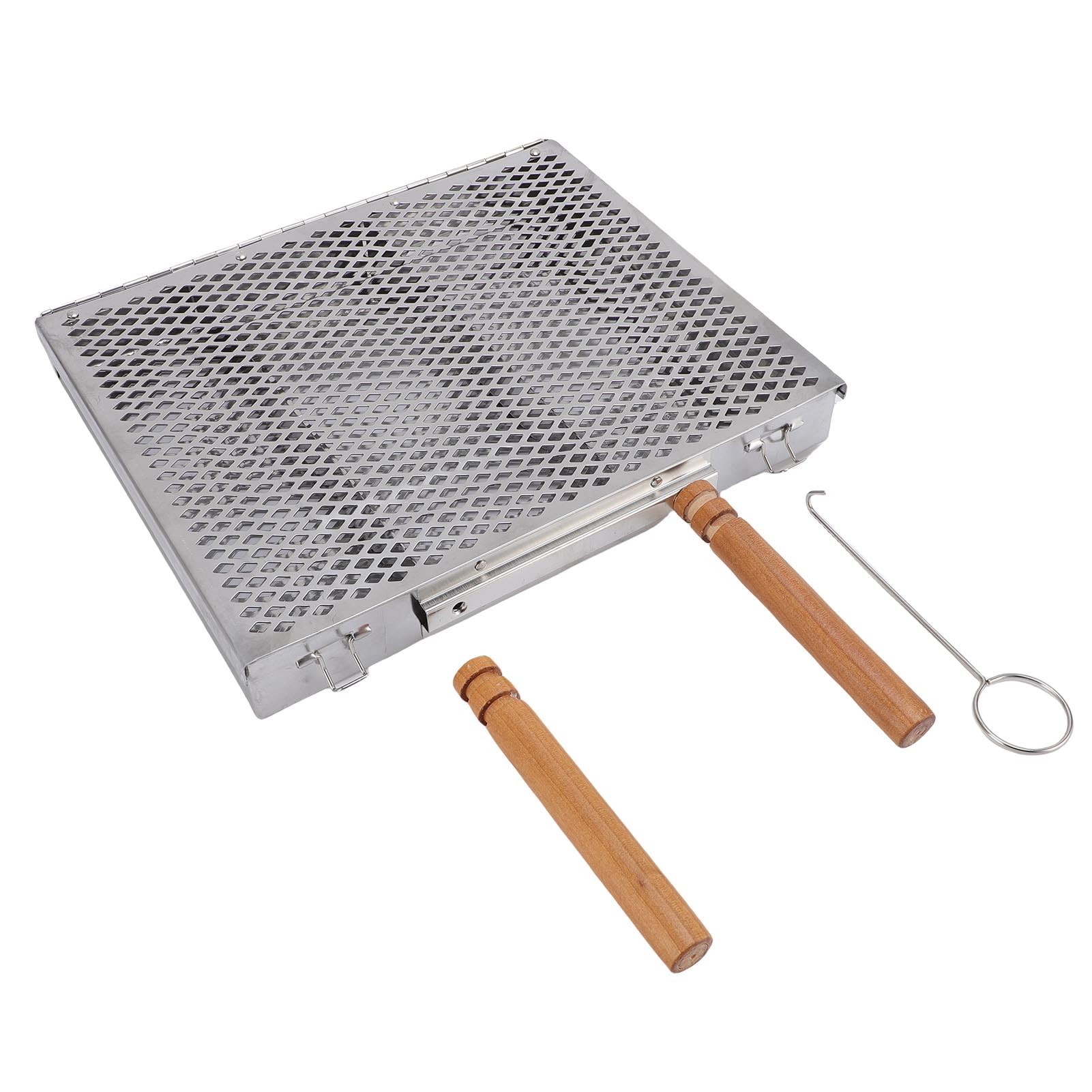 Fabater Cestino per Grill Barbecue Realizzato in Acciaio Inossidabile con una Sala da Personalizzabile per Cibi Versatili, per Griglie da Giardino (doppia maniglia)