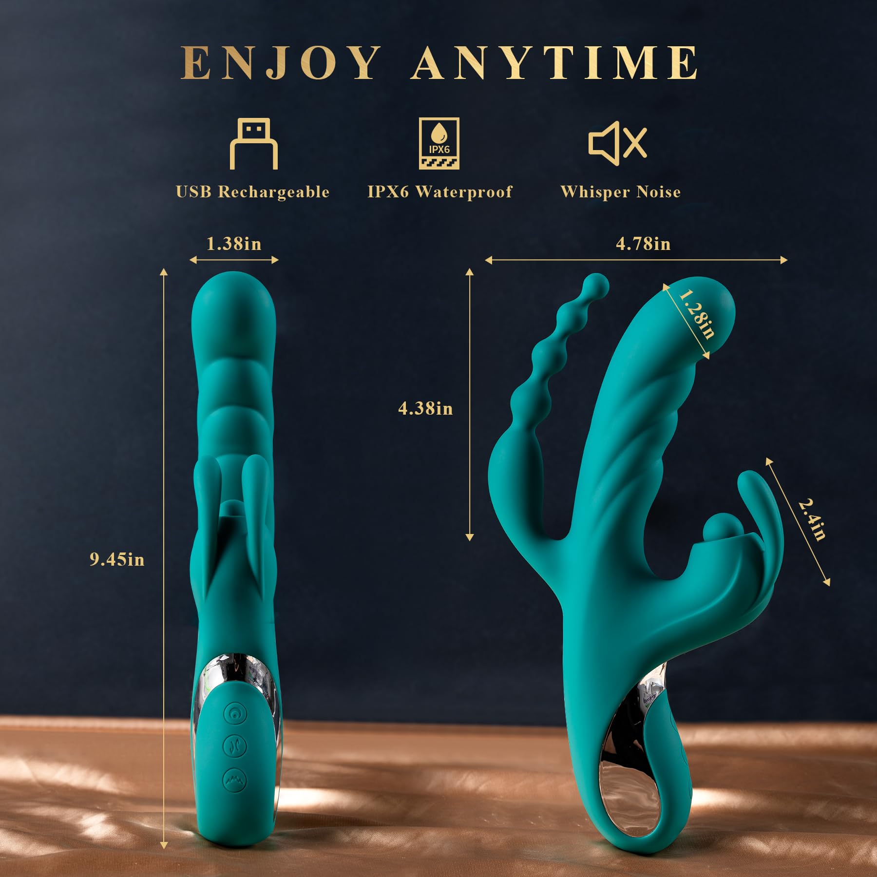 Rabbit Vibrator Sex Toys for Women – BEBEBEER 3 in 1 Adult Toy for Female Couples with 5 Tapping 10 Vibration & 7 Thrust, Quick Heating Clitoral Vibrators G Spot Vibrater Thrusting Dildo Anal Beads