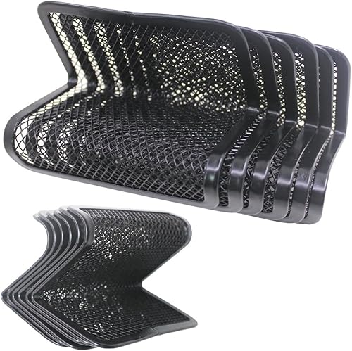 Miniatura 4 de SourceTon Soporte para tarjetas de visita de malla metálica, soporte para tarjetas de presentación de oficina, organizador de 50 tarjetas, 6 paquetes