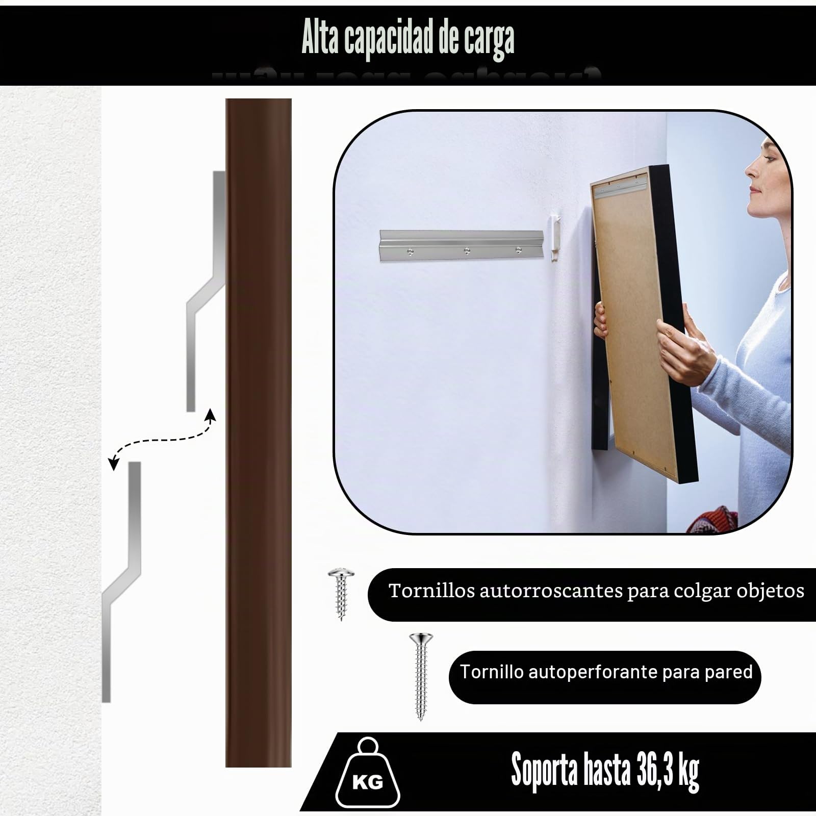 Pinzas en Z de 30 cm para colgar, sistema de suspensión resistente, ganchos para marcos de fotos entrelazados, perfil Z, riel para colgar fotos y espejos, marco de obras de arte | Aluminio, ganchos entrelazados para marcos de fotos, perfil Z, riel para co