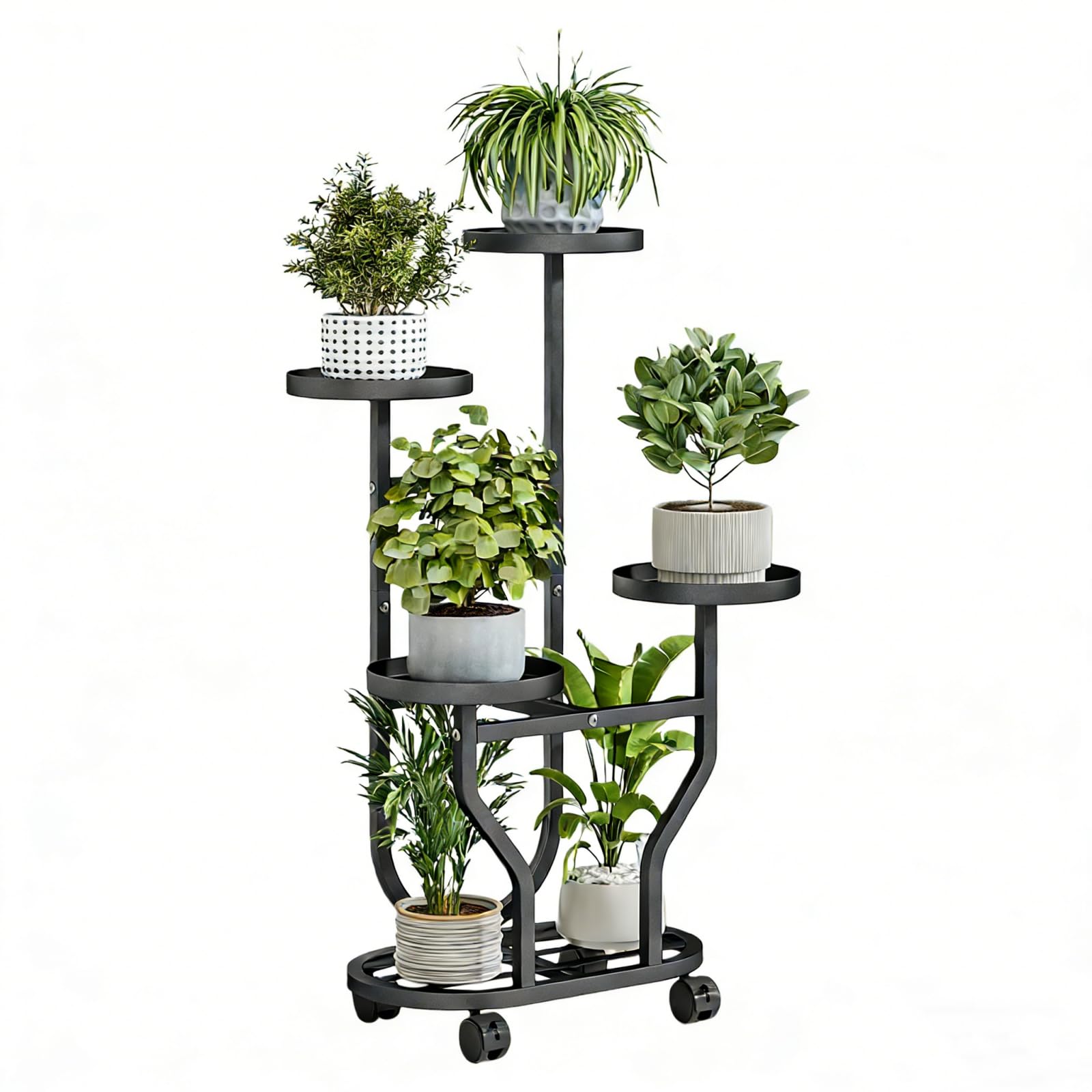NYGTDW Plant Stand Lndoor Outdoor, 5 Tier 6 Pot Tall Metal Flower Holder, Heavy Duty Plant Racks For Various Plants, Corner Display Rack Suitable For Living Rooms, Balconies, Gardens, And Terraces