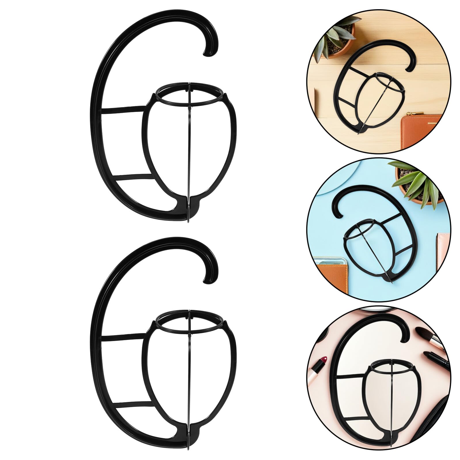 Alipis Soporte para Pelucas de Plástico Negro, 6 Piezas, Ajustable