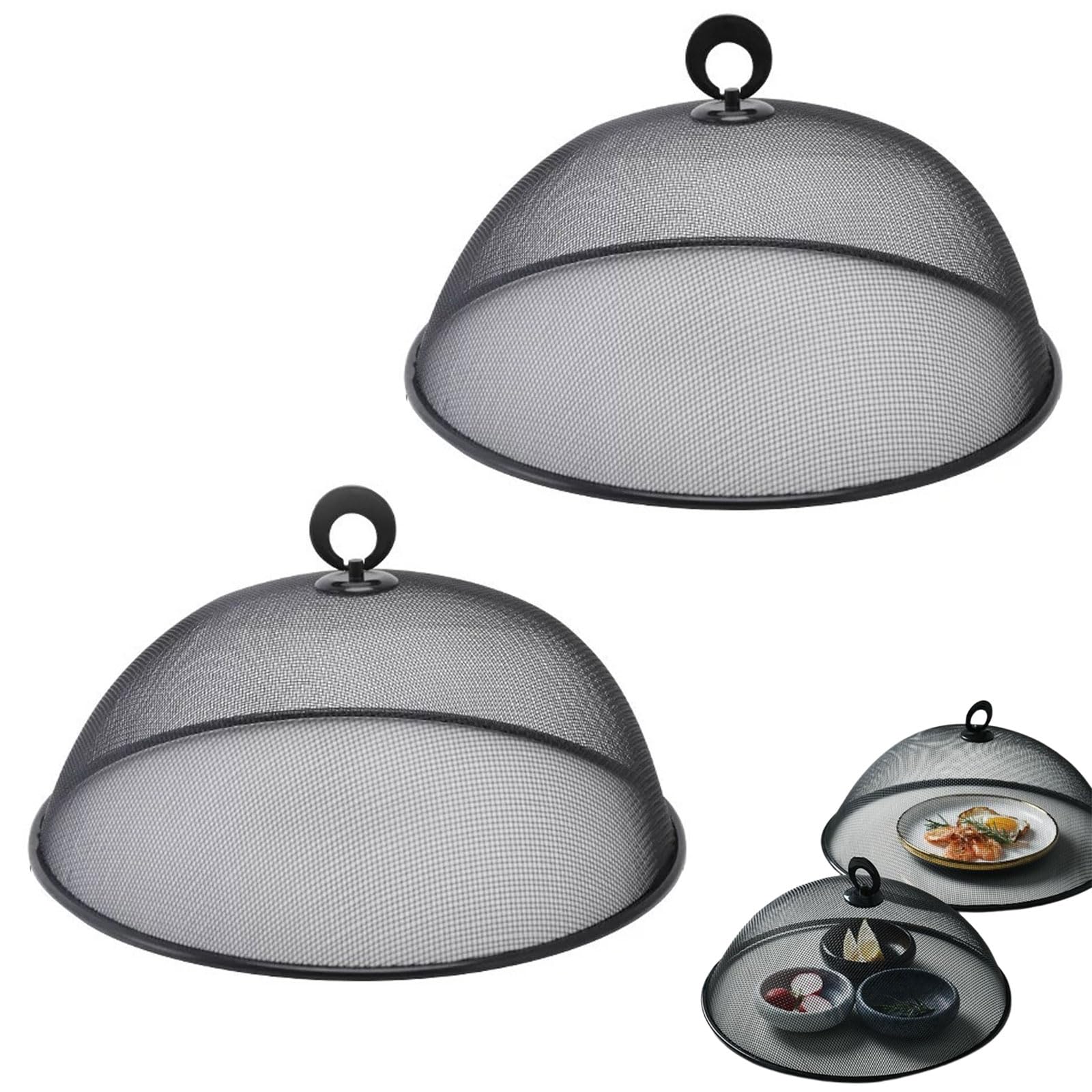 Cubierta para Alimentos, 2 Piezas Cubierta Protectora De Alimentos, Campana para Alimentos, Malla Protectora Alimentos, para Fiestas Fruta Comida Barbacoa Picnic (2 Colores, 30cm,B)