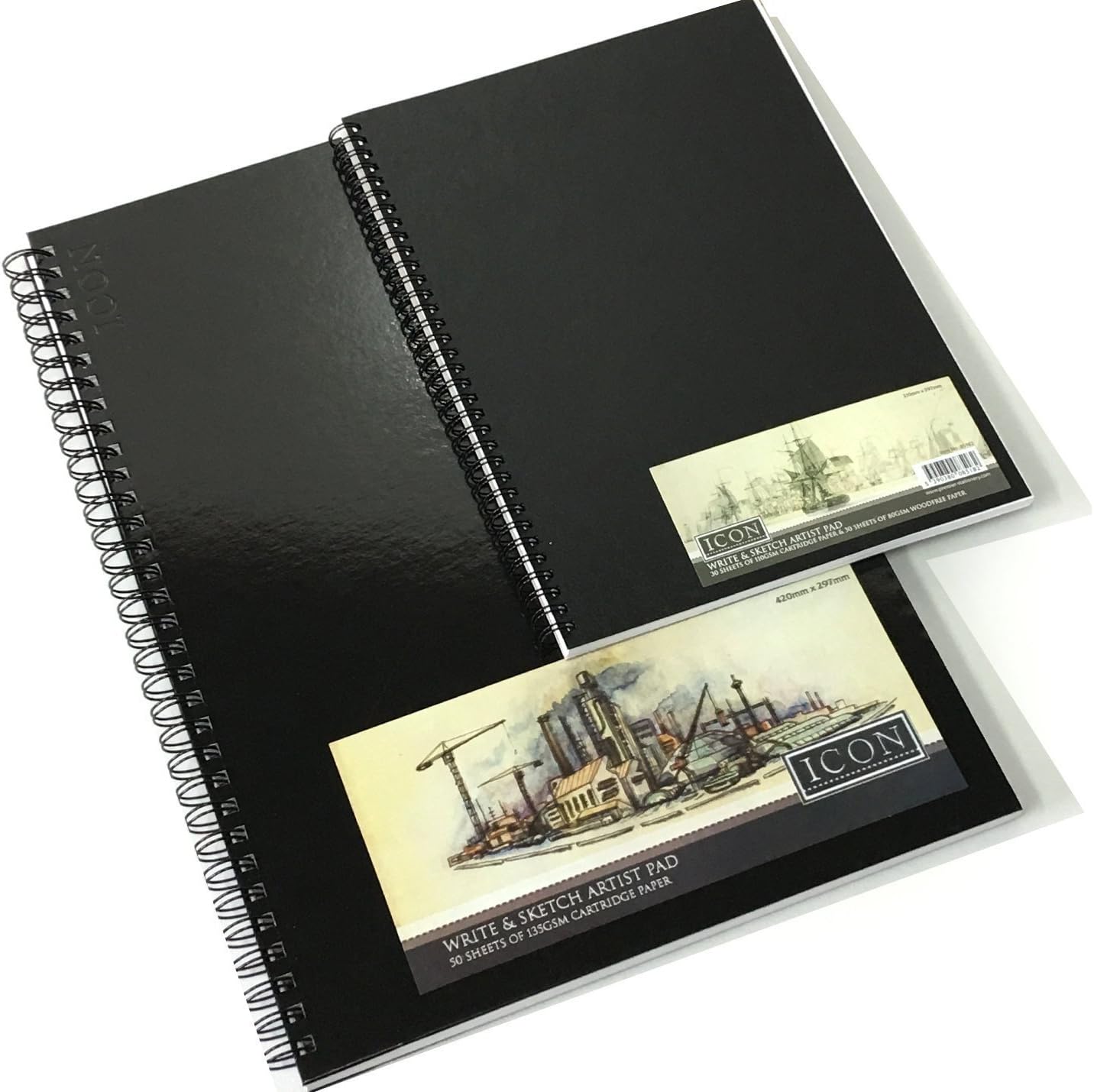 A3 A4 A5 Sketch Book Pad White Cartridge Paper Black Hardback Spiral Bound New (A4)