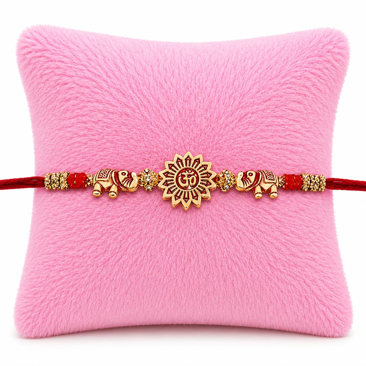 Designer Rakhi Thread for Brother with Kundan Work, Handmade Raksha Bandhan Festival Special-image-0