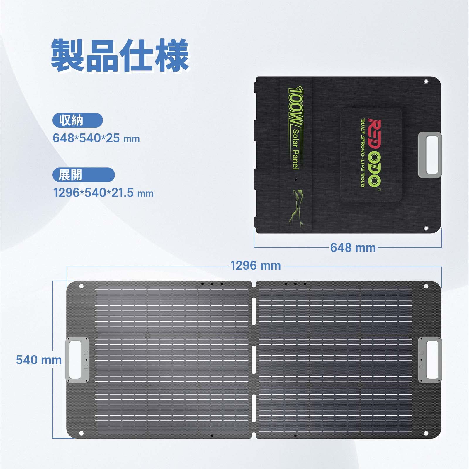 Amazon.co.jp: Redodo ソーラーパネル 100W 折りたたみ式 IP67防水 単 