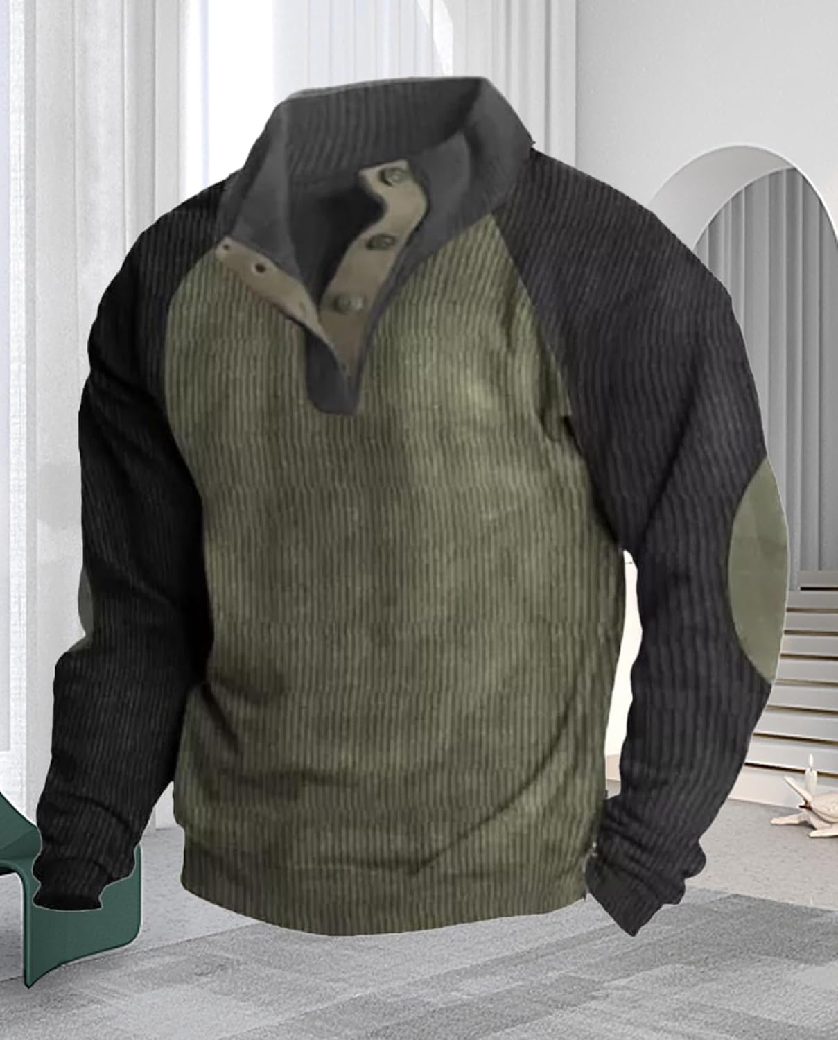 Western Sweatshirts for Men Aztec Retro Pullover Quarter Zip Sweatshirt Mens Stitching Color Fleece Sweatshirt - Image 3