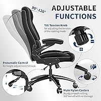 Vista 5 de Silla de oficina ergonómica grande y alta, silla de escritorio ejecutiva de piel sintética de 500 libras con soporte lumbar y reposabrazos