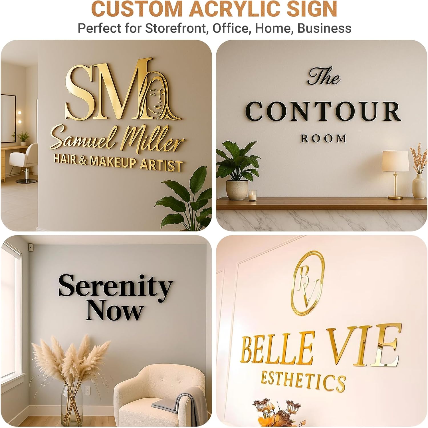 Large Custom Acrylic Sign, Personalized Business Logo Wall Acrylic Signs, Customized 3D Laser Cut Letter Signage for Salon Beauty Studio Office Storefront Company Business Home Decor