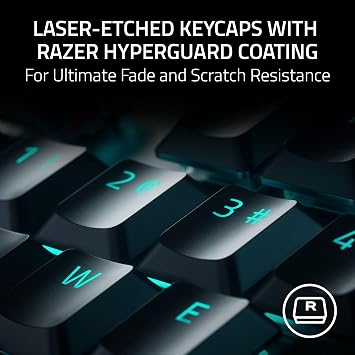 Razer DeathStalker V2 (Red Key) - Optical Low Profile Gaming Keyboard (Linear Optical Switches, Removable Cable, Laser Engraved Keyboards, RGB) US-Edit | Black