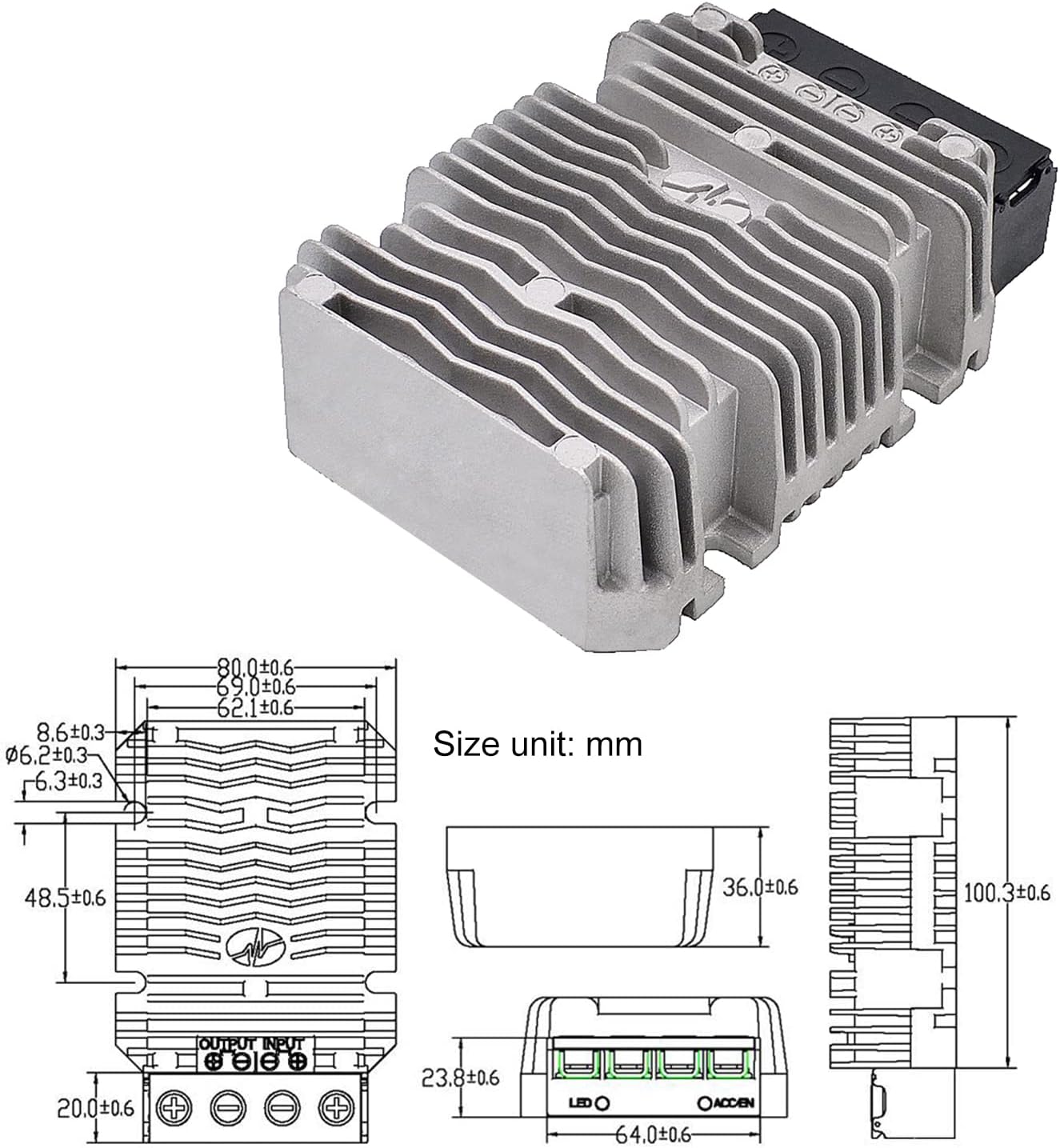 36V/48V to 12V 60A 720W Step-Down Transformer DC to DC Buck Converter DIY Power Supply