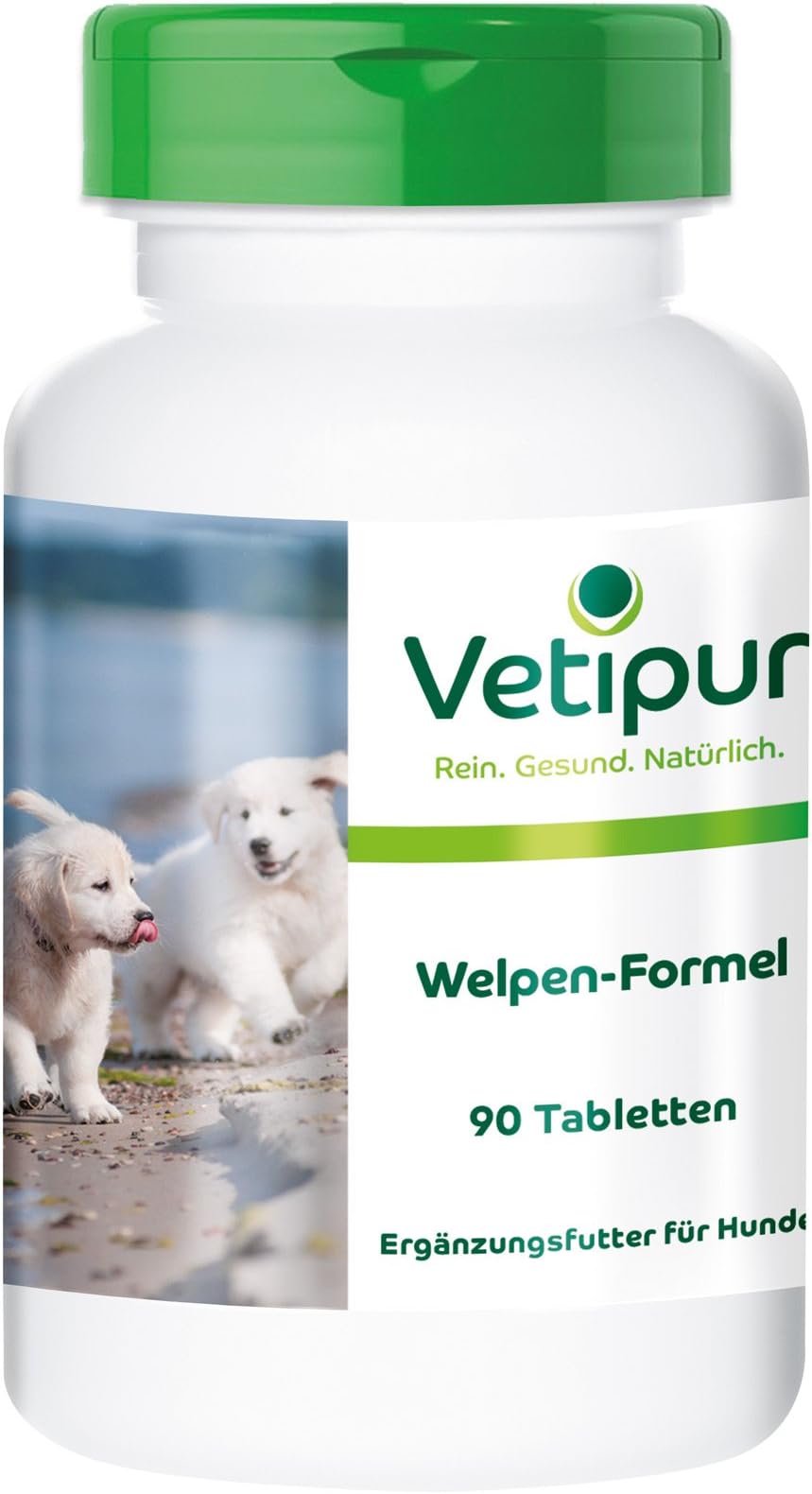 Vetipur Puppy Formula, Contains Calcium, Green-lipped Mussel, spirulina, rosehips and Ginger, Feed Supplement for Dogs, 90 Tablets