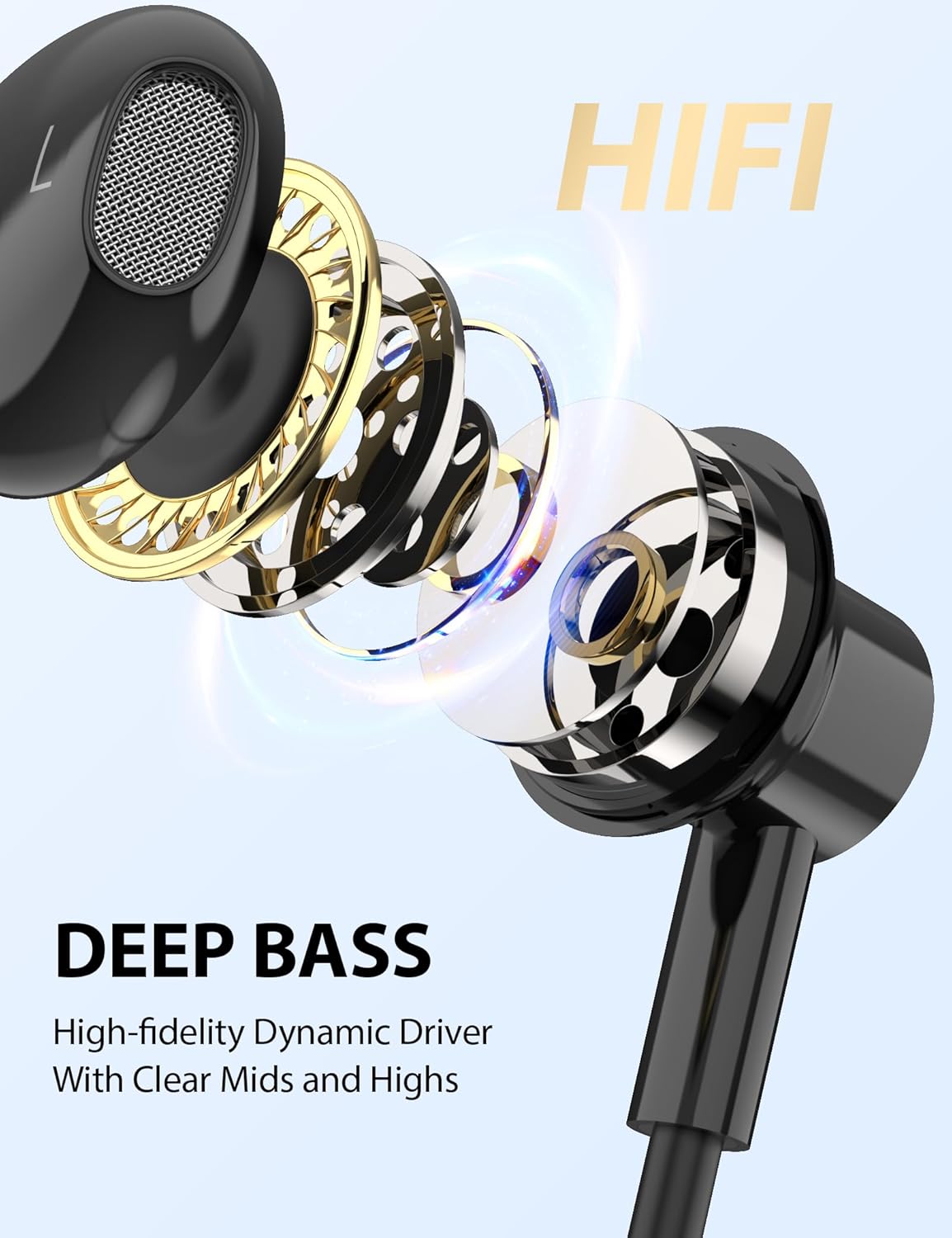 Wired Earbuds for Apple/Android USB C Headphones with Anti-Fall Ear Buds Tips DAC Chip Corded Type C Earphones for iPhone 15 16 17 Pro Max for Samsung/Galaxy S26 S25 S24 S23 S22 USBC Headphone Black - Image 3