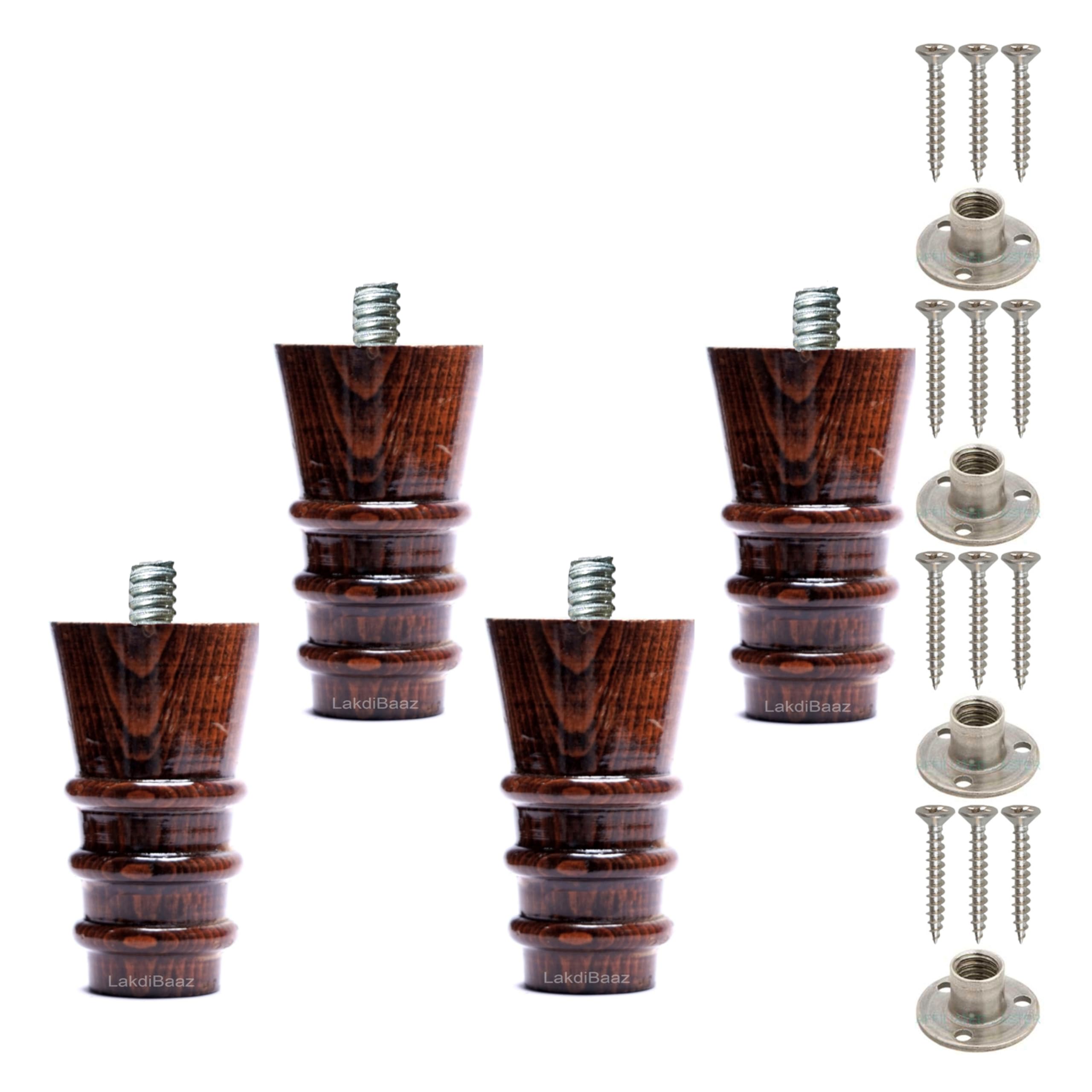 Lakdi Baaz | Luxury Wooden Sofa Leg Furniture Sofa Chair Legs Teak - 3 Inch - 4Pcs (SF3T) (B0CLVS9Q7V) Amazon Price History, Amazon Price Tracker