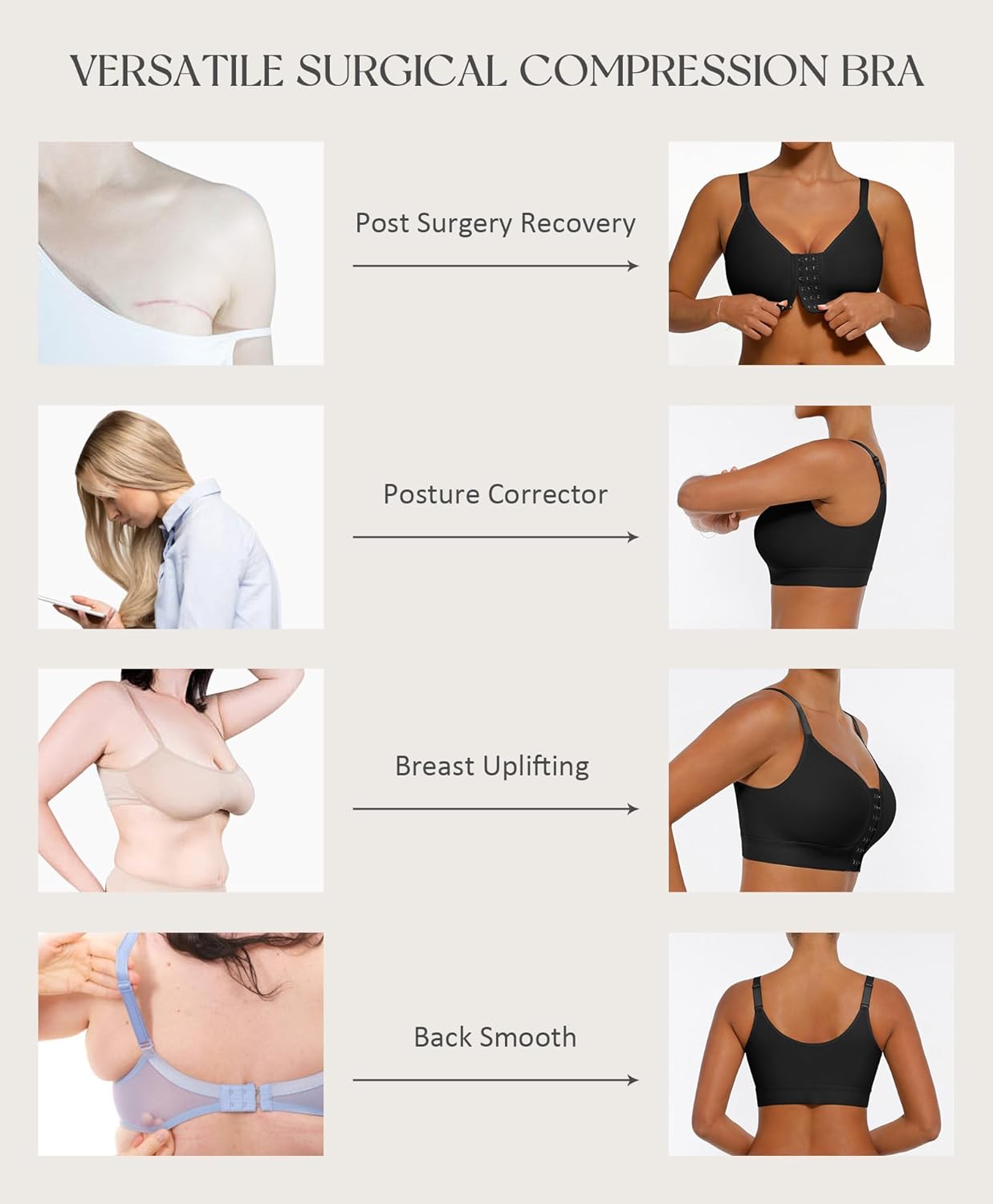 FeelinGirl Post Surgery Bras for Women Front Closure Mastectomy Bras Surgical Wireless Full Coverage Compression Bra - Image 4