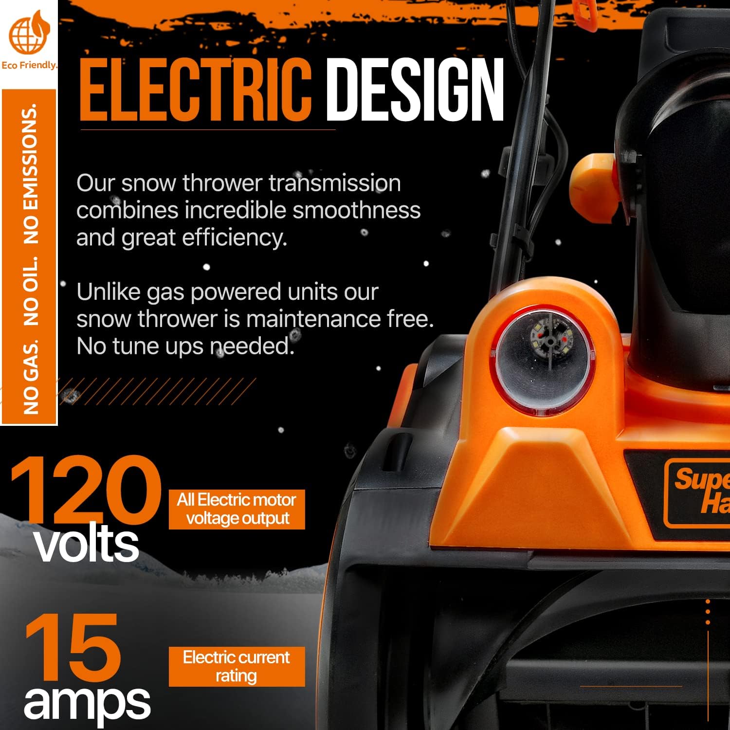 review SuperHandy Electric Snow Thrower Walk-Behind Blower Corded AC 120V 15A 18 x 10 Inch Clearing Path 25 Feet Throwing Distance 720 lbs/Min LED Headlights for Driveway Walking Path Yards